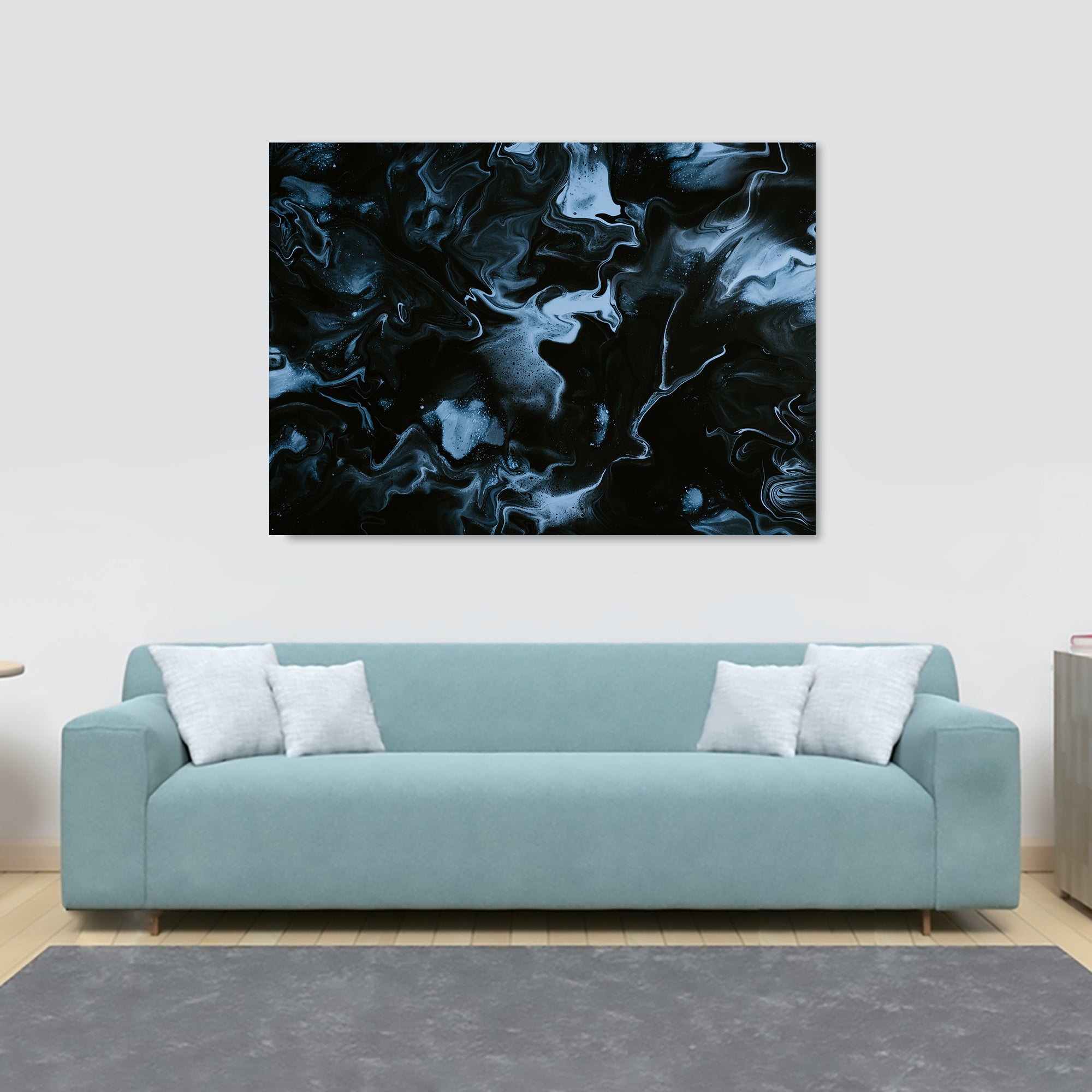 Abstract Black Marble - Modern Wall Art - Canvas Wall Art Framed Print - Various Sizes