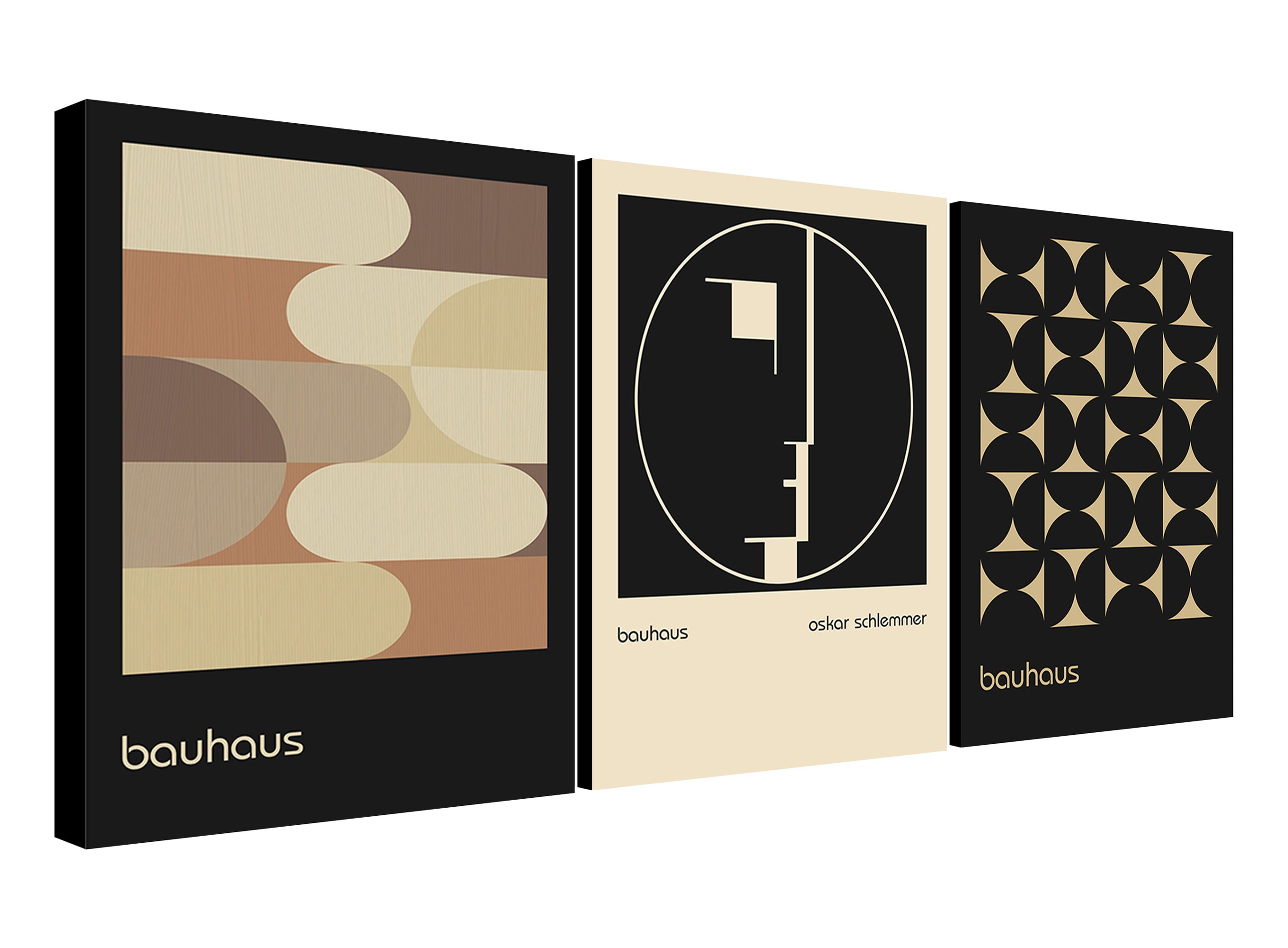 Bauhaus Print - Modern Wall Art - Abstract Art Prints - 3 Piece Wall Art - Canvas Wall Art Framed Prints - Various Sizes