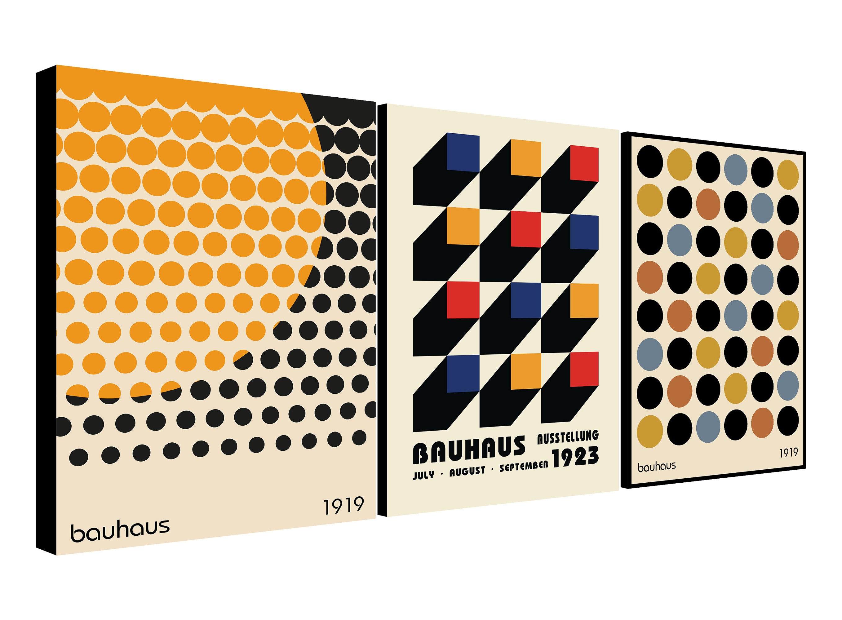 Bauhaus Wall Art - Bauhaus Print - Exhibition Poster - Set of 3 Prints - Canvas Wall Art Framed Prints - Various Sizes