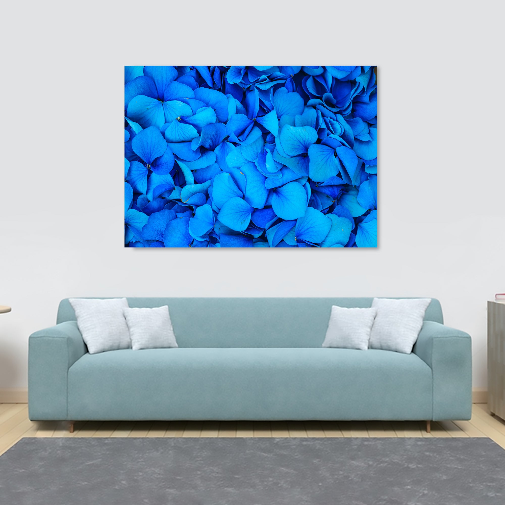 Blue Rose Petals - Flower Wall Art - Canvas Wall Art Framed Print - Various Sizes
