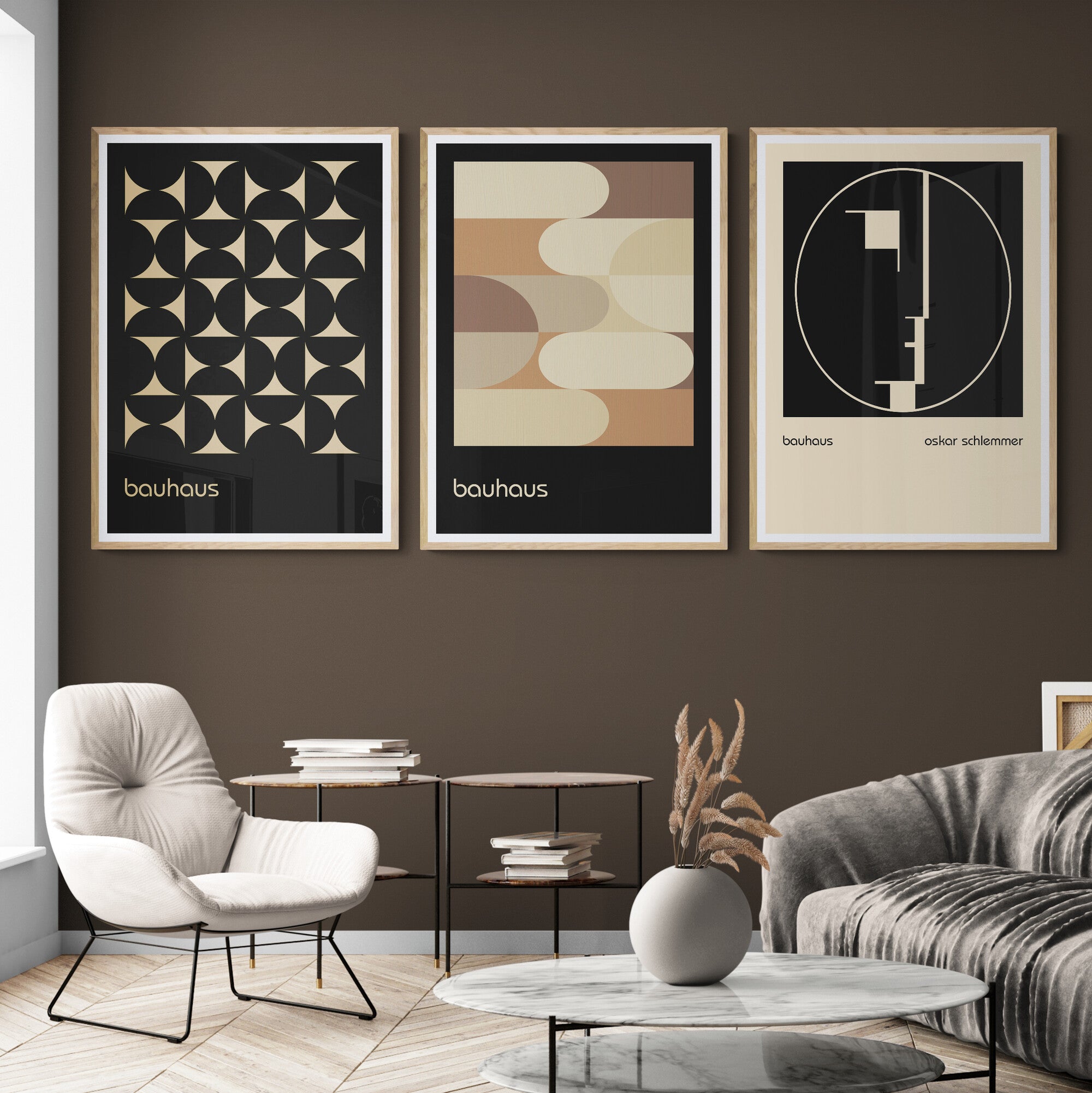 Bauhaus Print - Modern Wall Art - Abstract Art Prints - 3 Piece Wall Art - Canvas Wall Art Framed Prints - Various Sizes