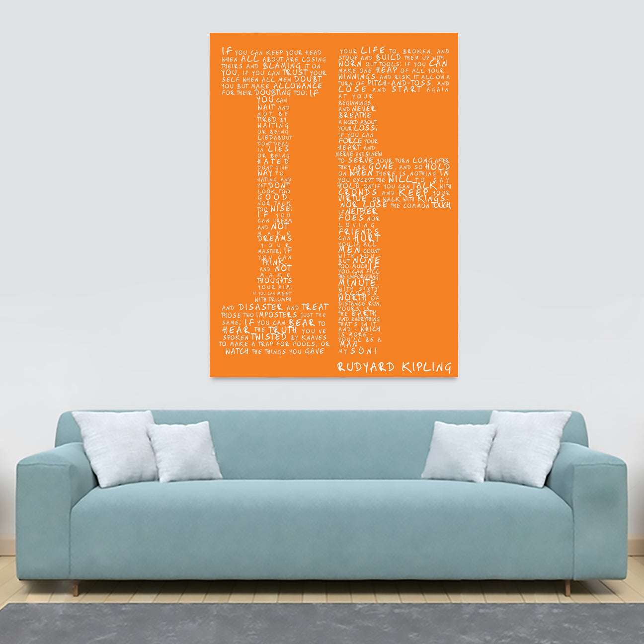 IF Poem - Orange - Rudyard Kipling - Canvas Wall Art Print - Various Sizes