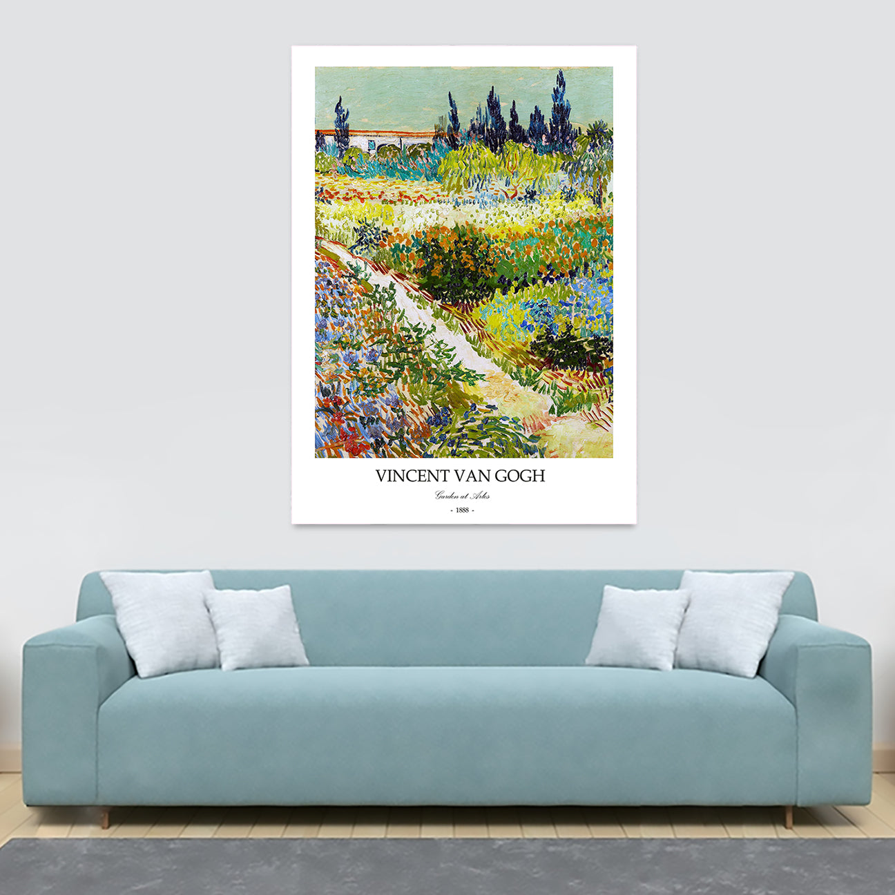 Garden at Arles by Vincent Van Gogh - Famous Wall Art - Canvas Wall Art Framed Print - Various Sizes