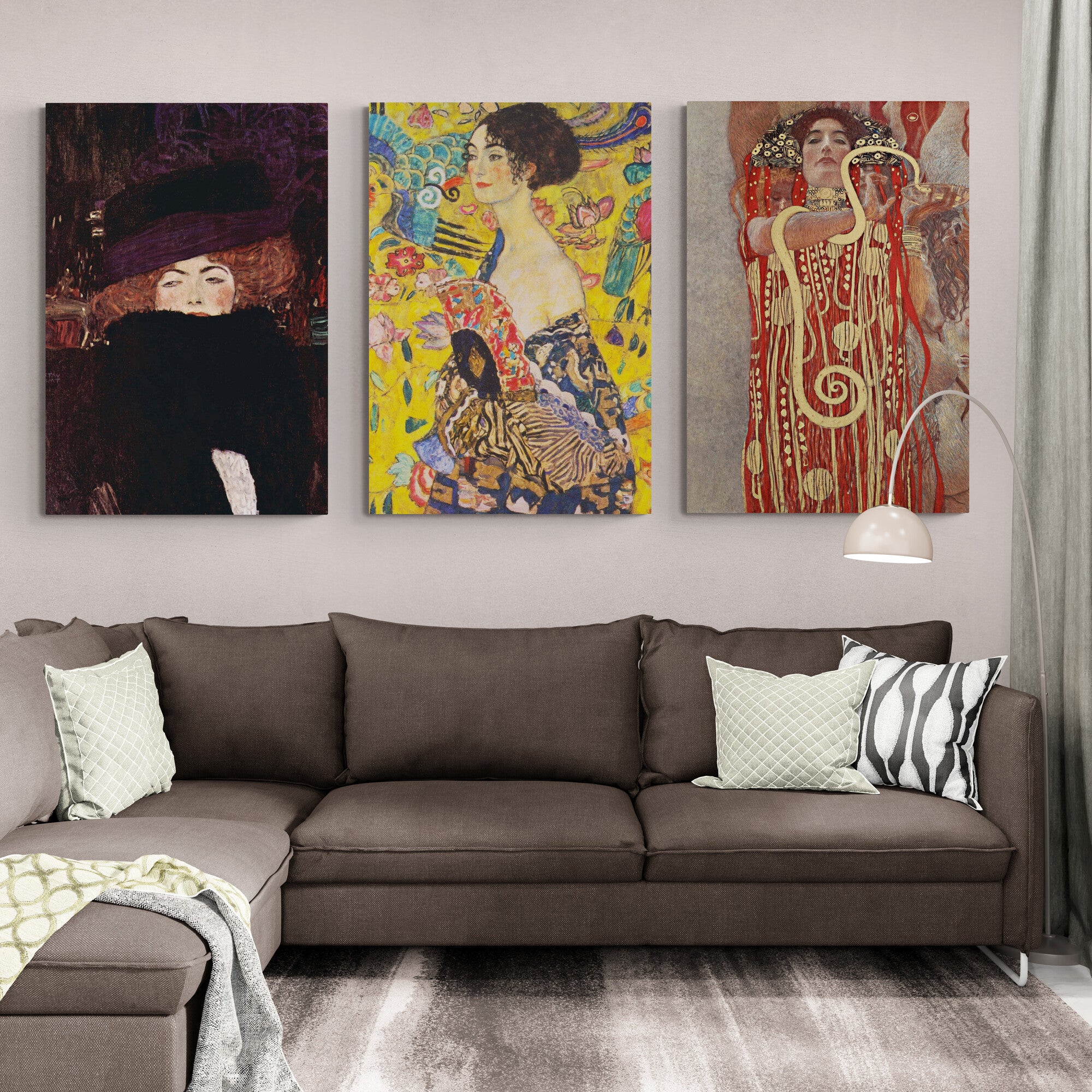 Gustav Klimt - Art Nouveau Wall Art - Exhibition Poster - Set of 3 Prints - Canvas Wall Art Framed Prints - Various Sizes