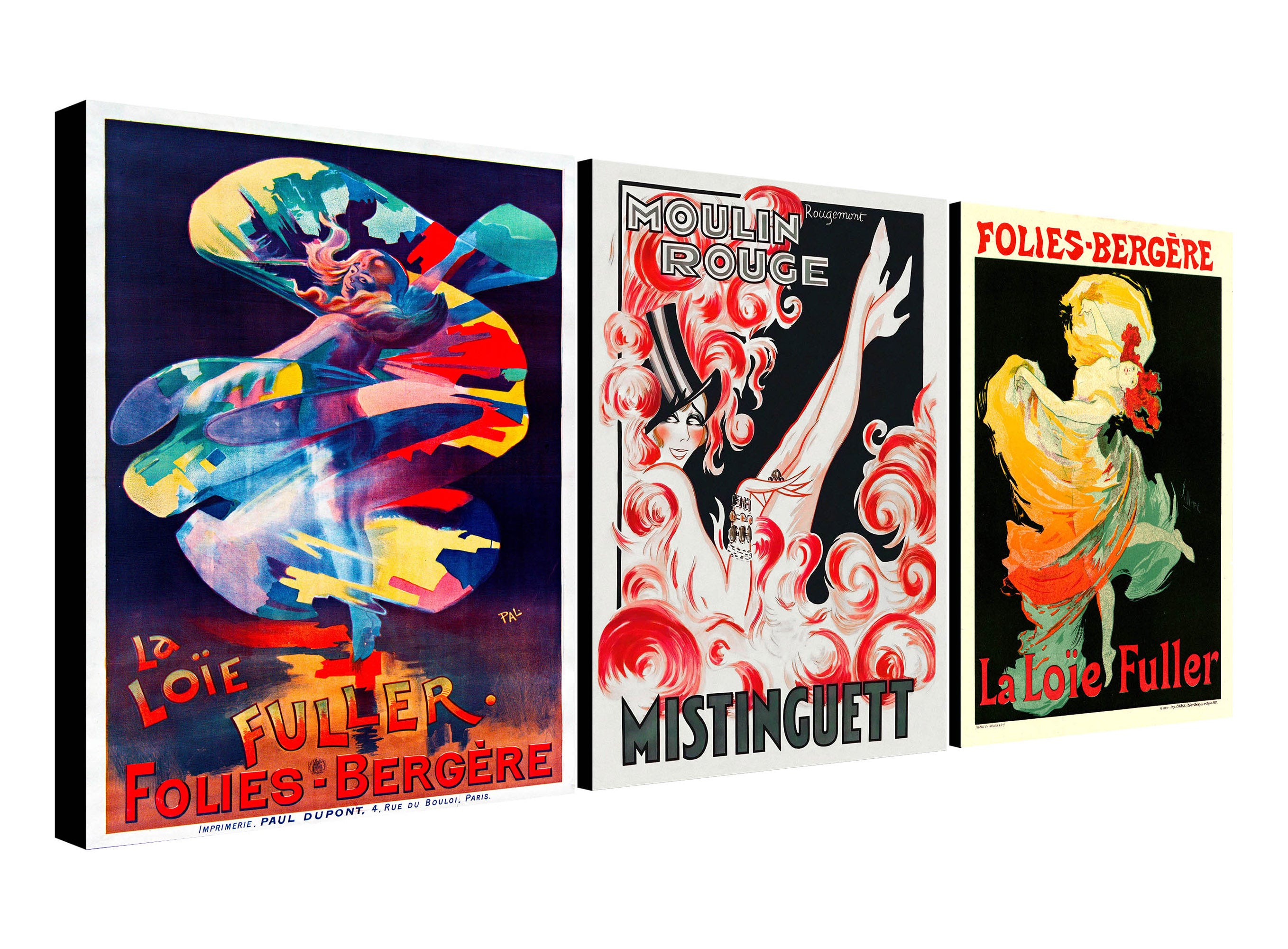 Loie Fuller - Moulin Rouge - Vintage Posters - Dance Print - 3 Piece Wall Art - Canvas Wall Art Framed Prints - Various Sizes