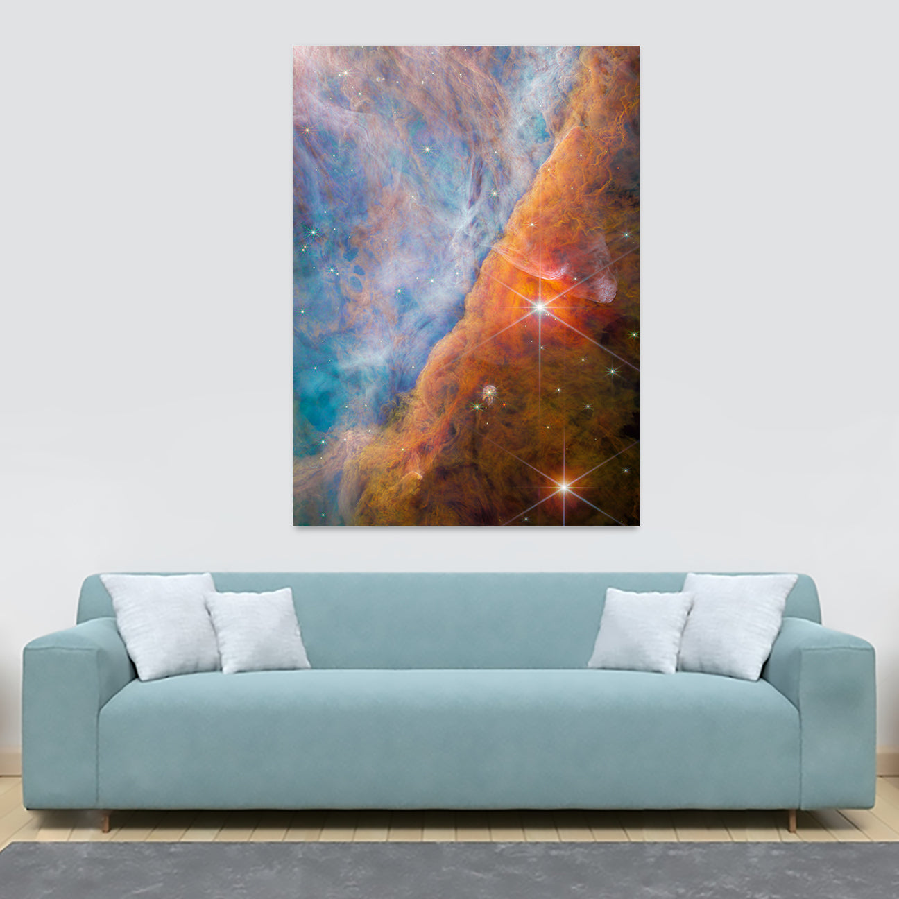 NASA James Webb Telescope Orion Bar (NIRCam Image) Wall Art - Canvas Wall Art Framed Print - Various Sizes