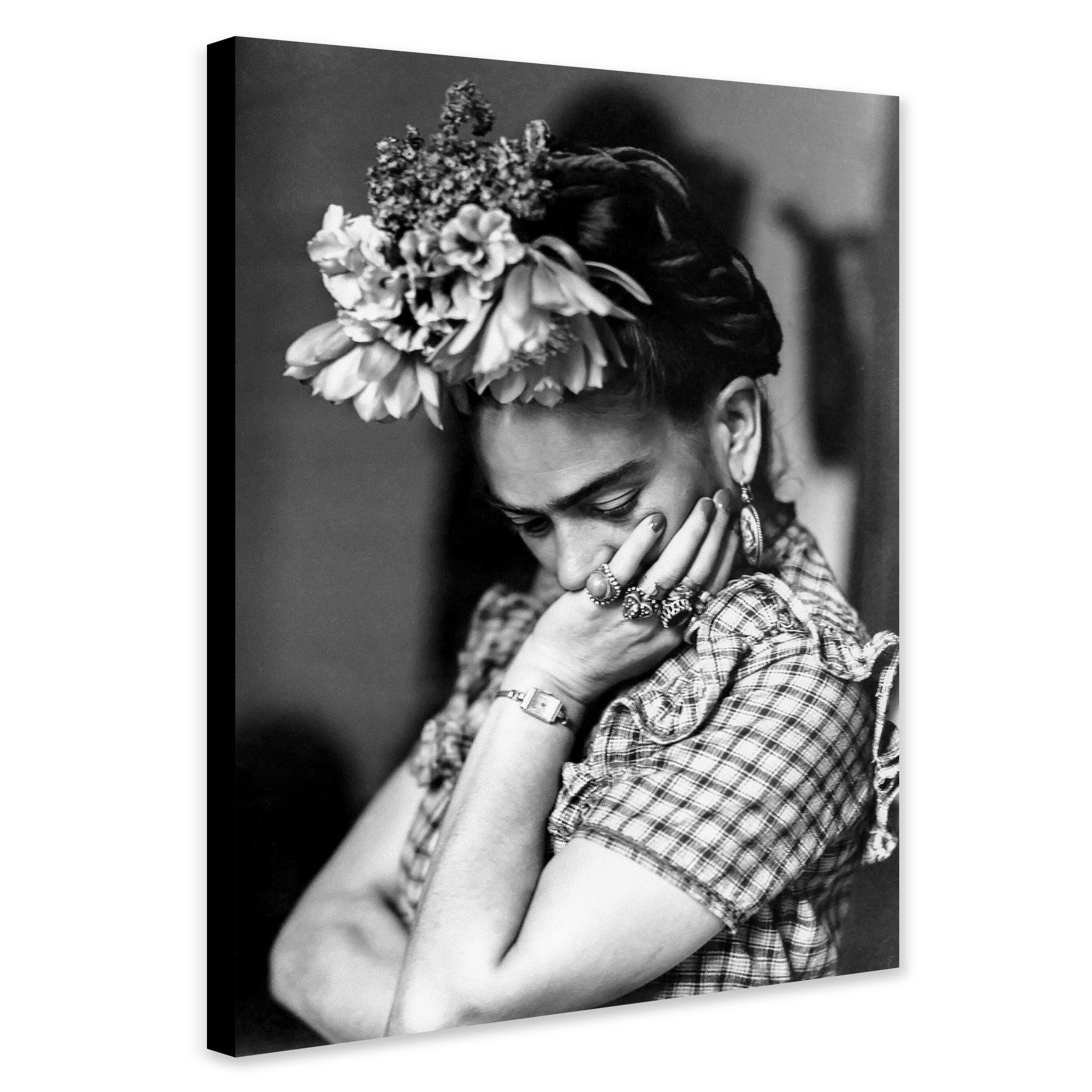 Frida Kahlo - Black and White Vintage Photo - Wall Art - Canvas Wall Art Framed Print - Various Sizes