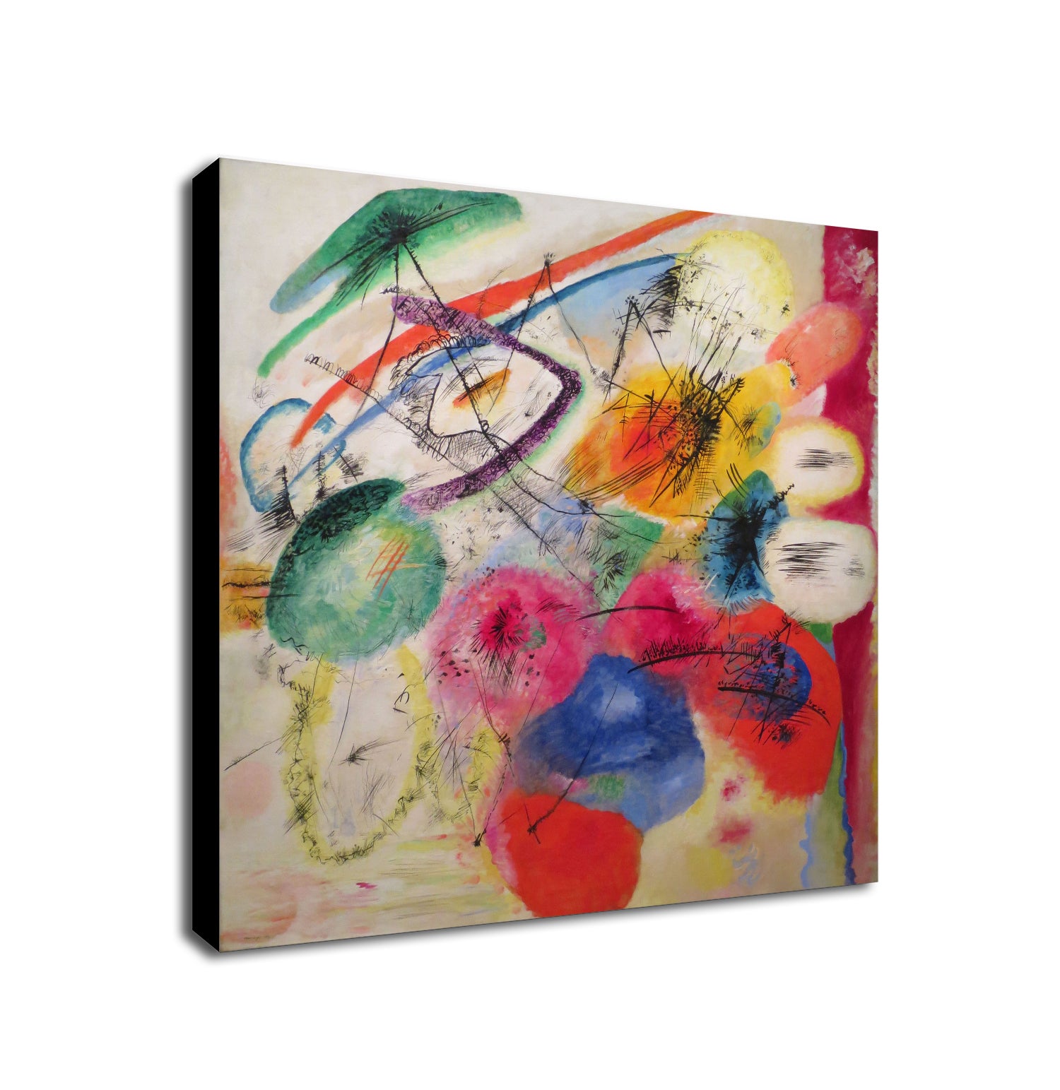 Black Lines Abstract Art by Wassily Kandinsky 1913 - Framed Canvas Wall Art Print - Various Sizes