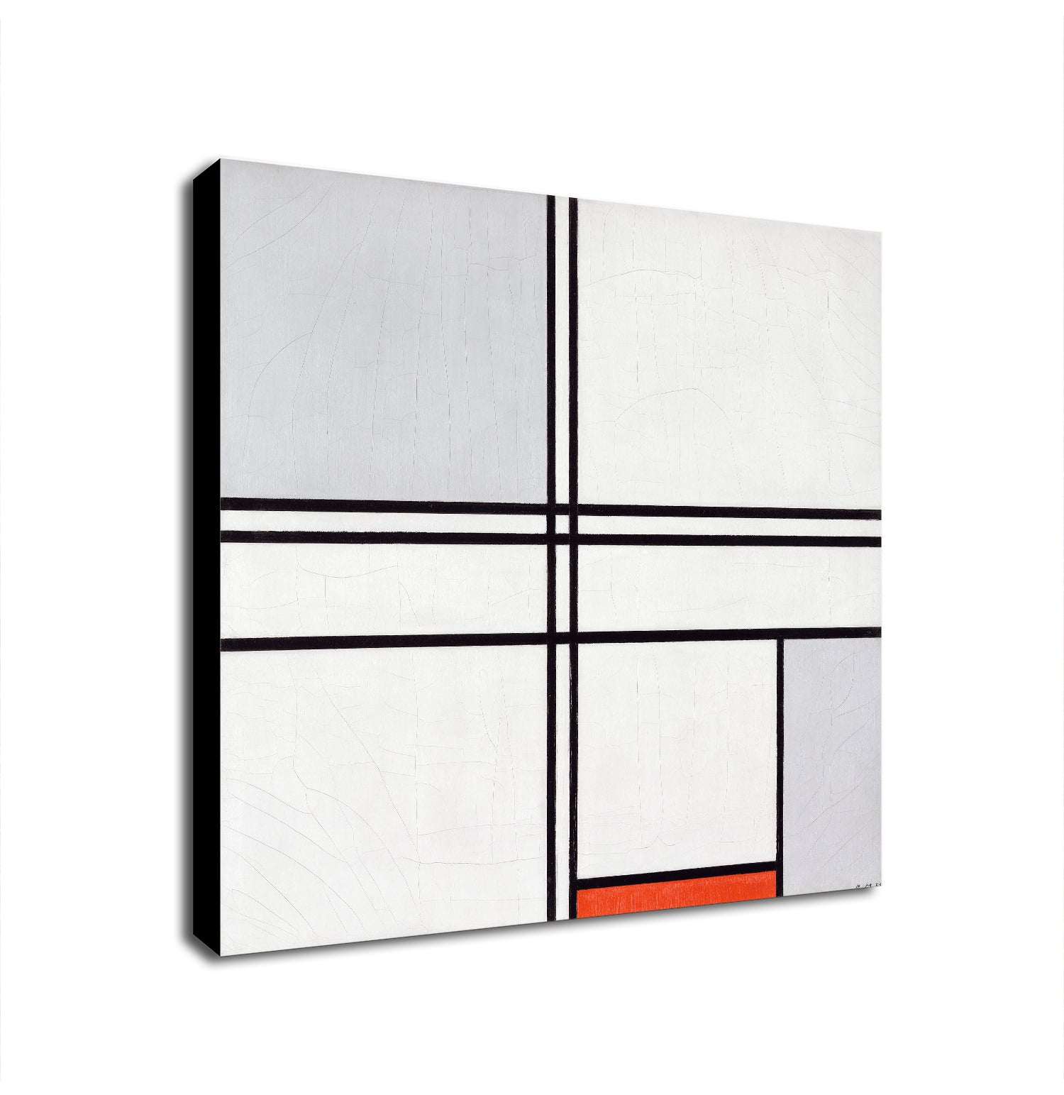 Composition (No. 1) Grey - Red - Abstract Wall Art by Piet Mondrian - Framed Canvas Wall Art Print - Various Sizes