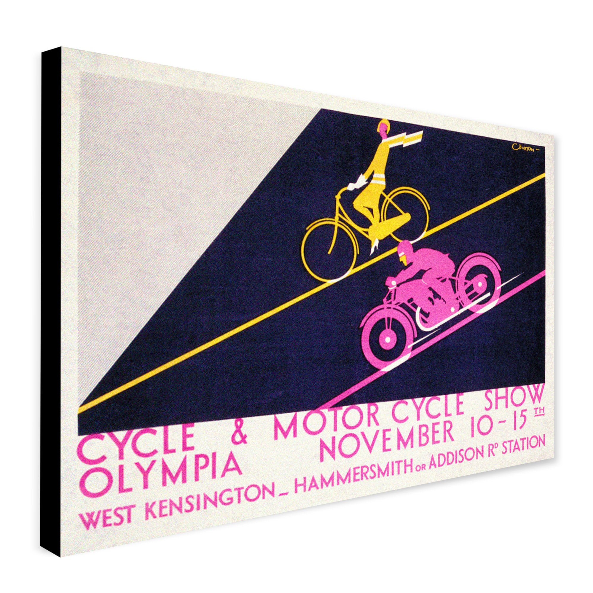 Vintage Cycle & Motor Cycle Show Wall Art by Charles Burton 1930 - Canvas Wall Art Framed Print Various Sizes