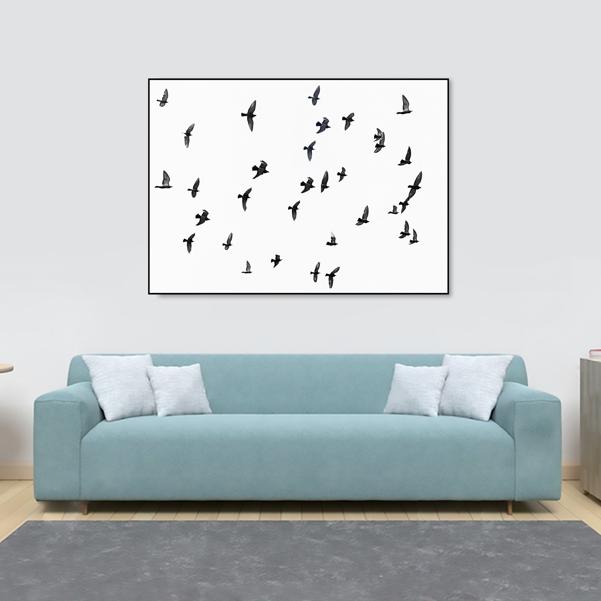 A Flock Of Birds - Wall Art - Canvas Wall Art Framed  Print - Various Sizes