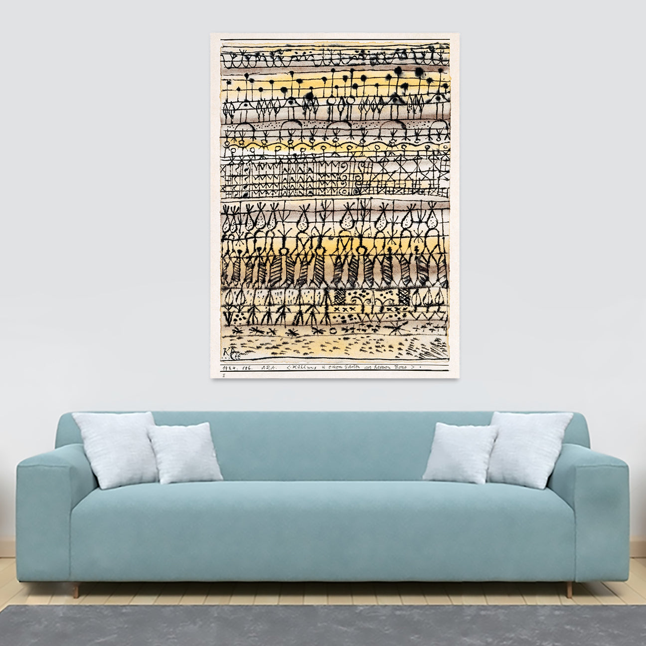 Paul Klee - Era Cooling In A Hot Zone Garden 1924 - Abstract Bauhaus Wall Art - Canvas Wall Art Framed Print - Various Sizes