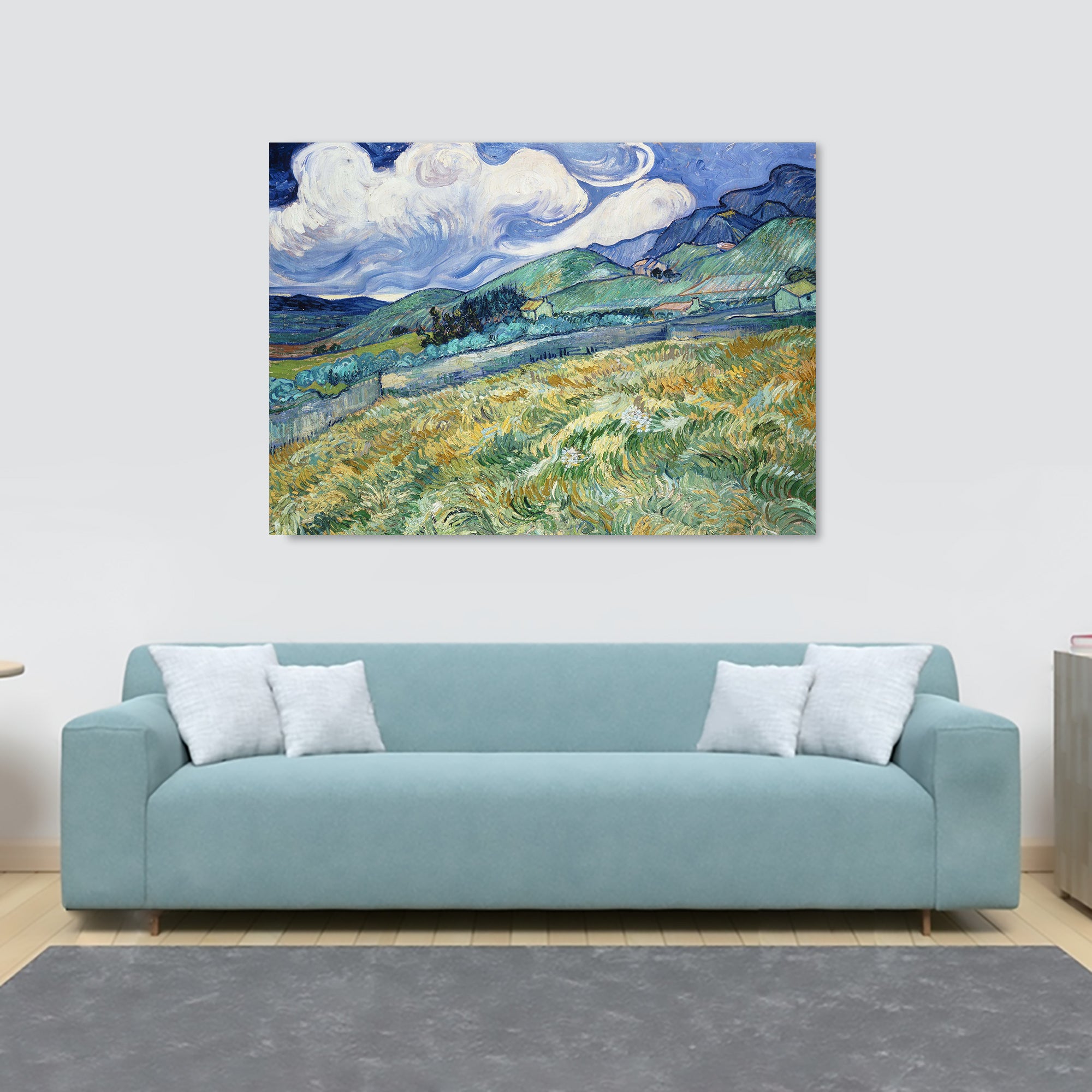 Landscape from Saint Rémy By Vincent Van Gogh Wall Art - Canvas Wall Art Framed Print - Various Sizes