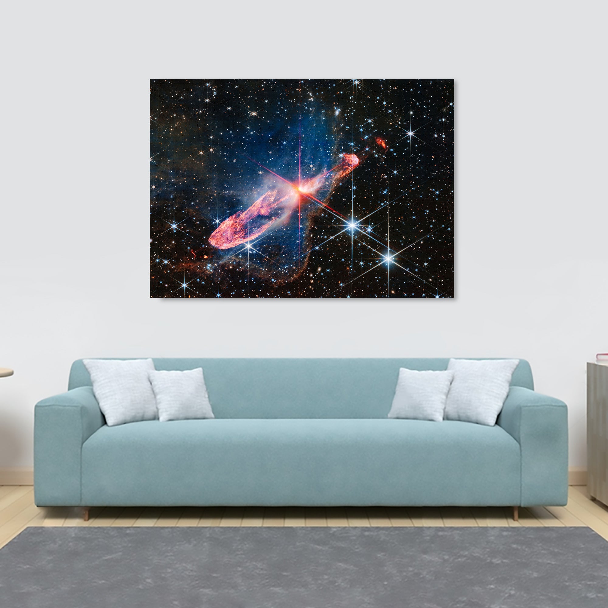 NASA - James Webb Telescope - Herbig-Haro 46/47 (NIRCam Image) Wall Art - Canvas Wall Art Framed Print - Various Sizes