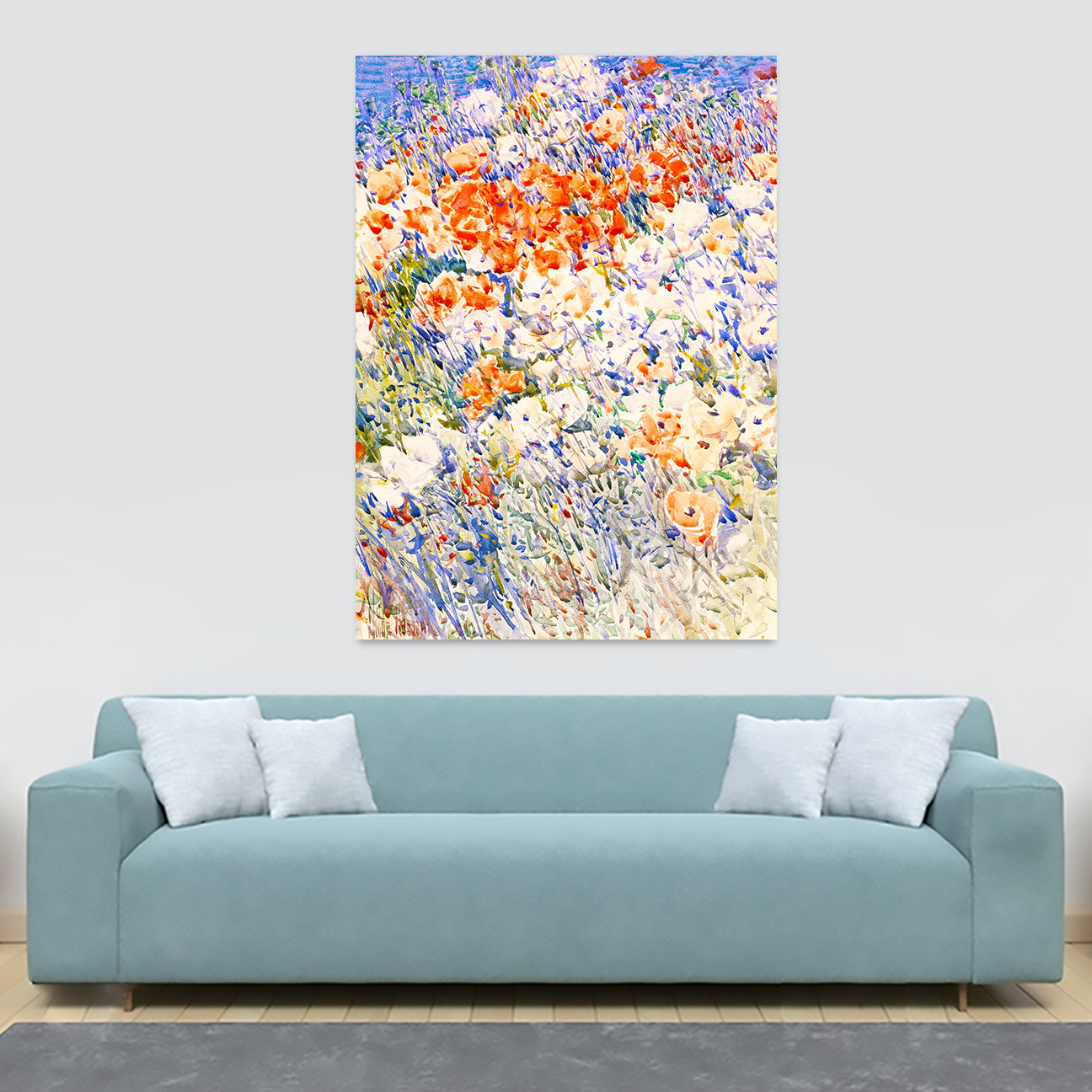 The Island Garden - Landscape Floral Wall Art by Childe Hassam - Canvas Wall Art Framed Print - Various Sizes