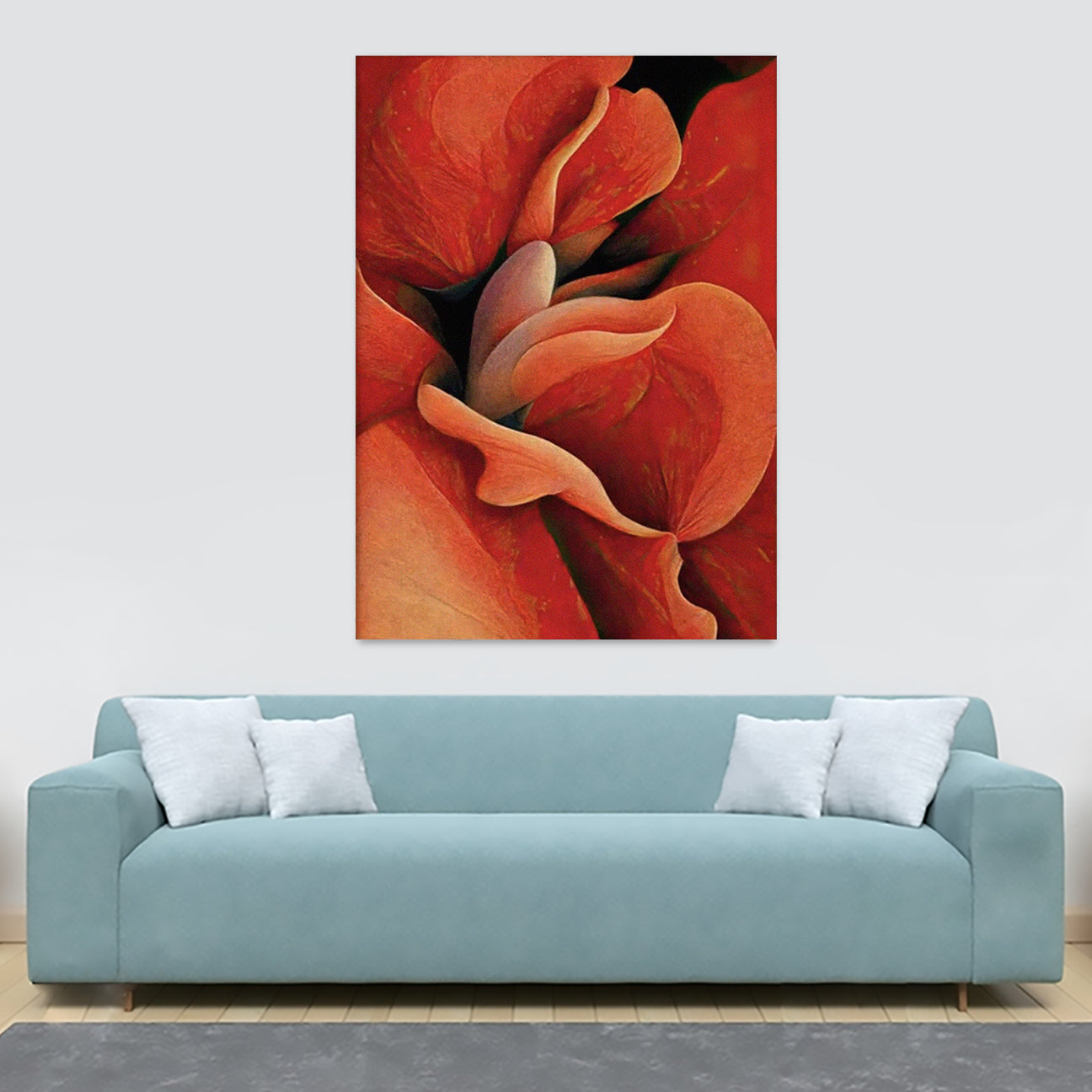 Orange Rose Wall Art by Georgia O'Keeffe - Canvas Wall Art Framed Print - Various Sizes