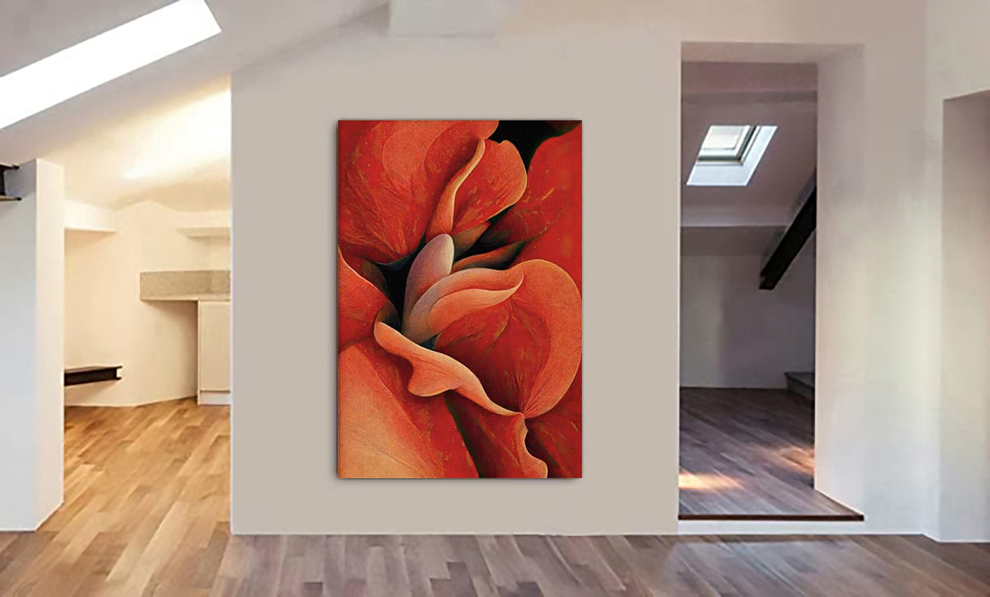 Orange Rose Wall Art by Georgia O'Keeffe - Canvas Wall Art Framed Print - Various Sizes