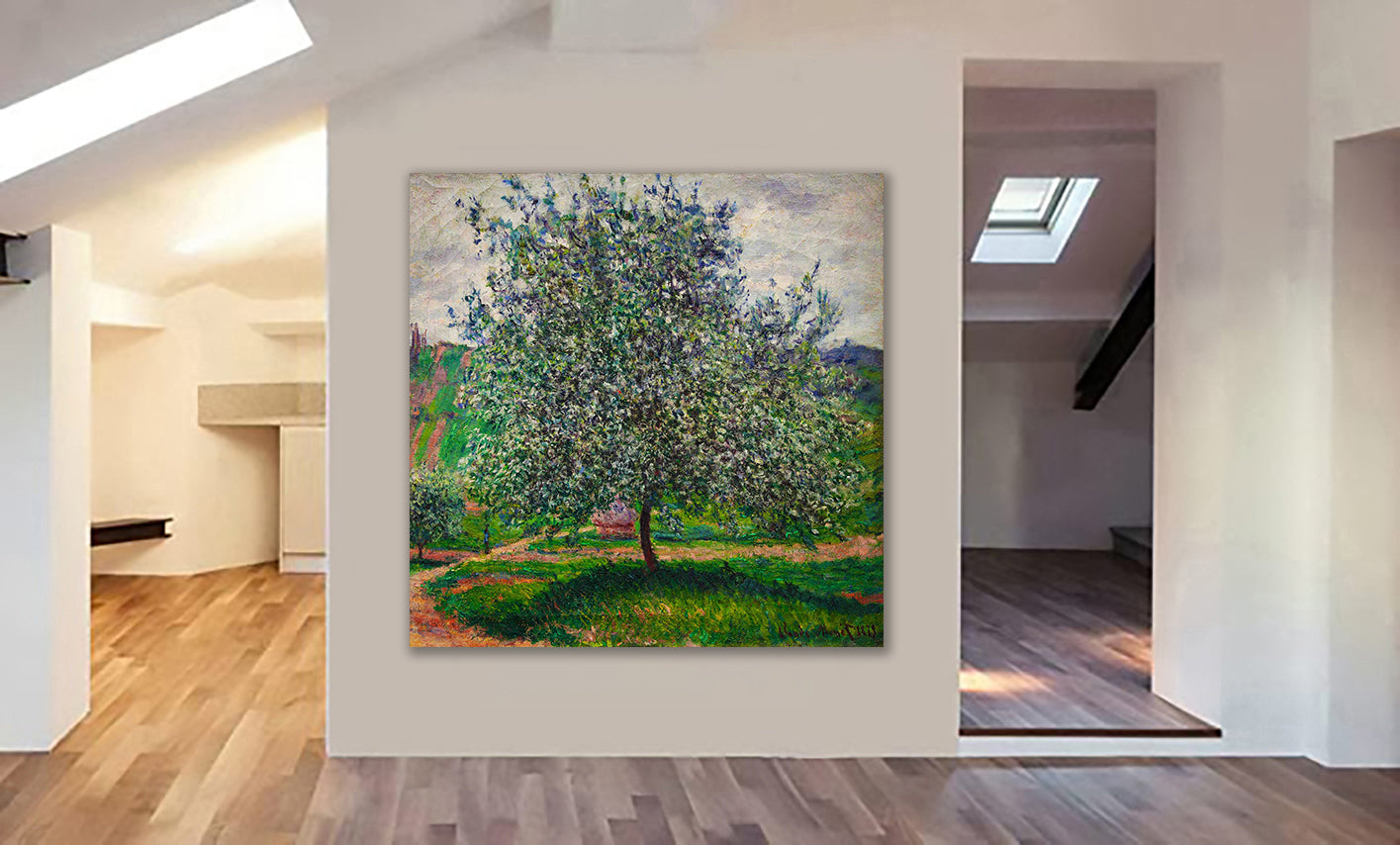 The Apple Tree by Claude Monet - Framed Canvas Wall Art Print - Various Sizes