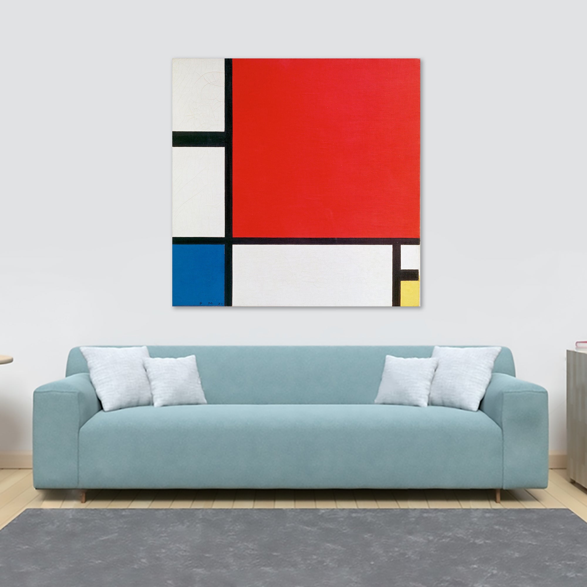 Composition II in Red, Blue, and Yellow - Wall Art by Piet Mondrian 1930 - Framed Canvas Wall Art Print - Various Sizes