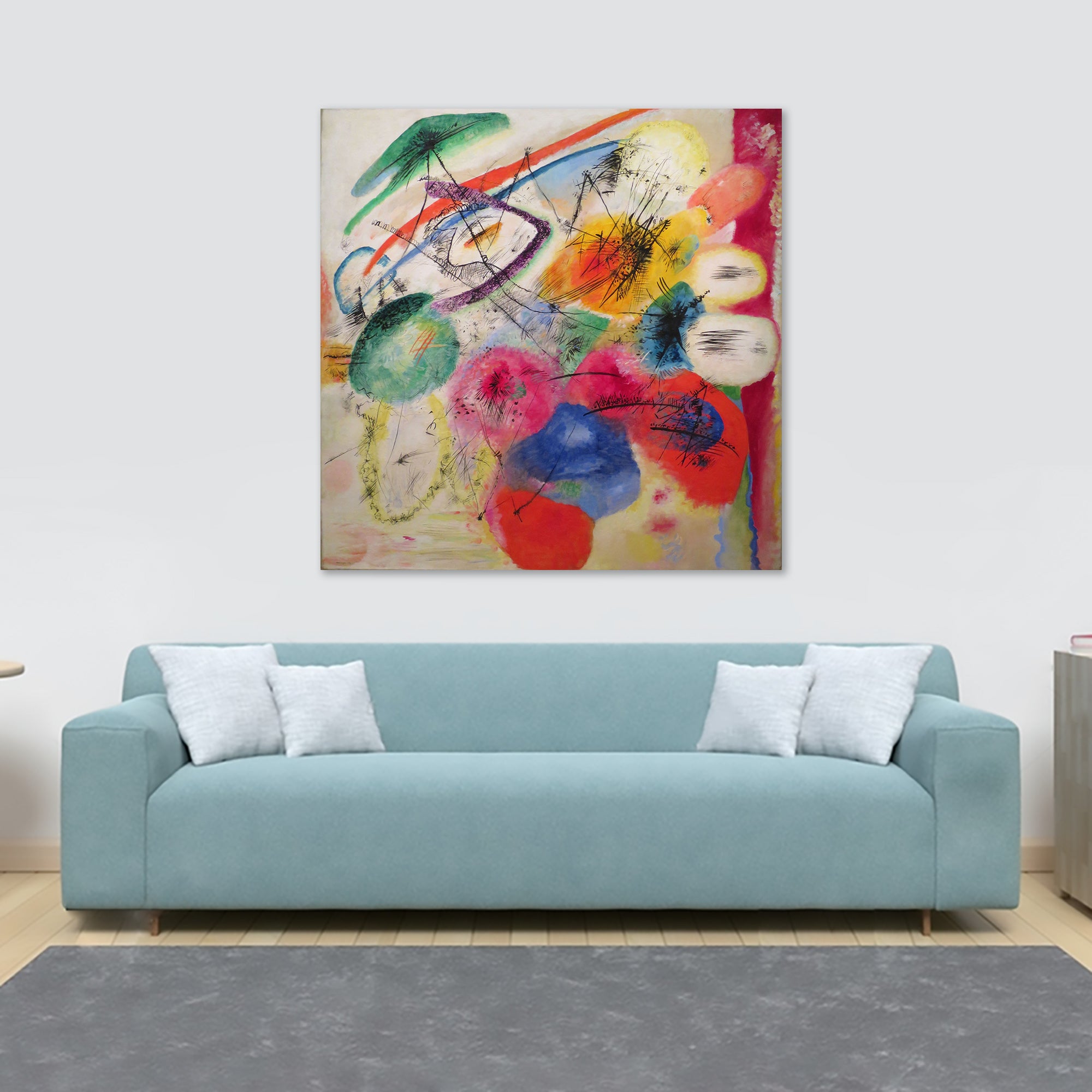 Black Lines Abstract Art by Wassily Kandinsky 1913 - Framed Canvas Wall Art Print - Various Sizes