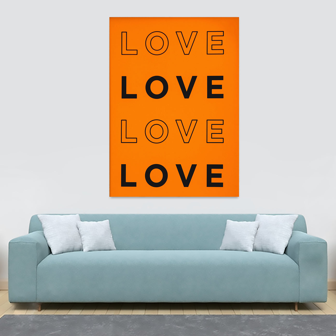 Love - Orange Wall Art - Canvas Wall Art Framed Print - Various Sizes