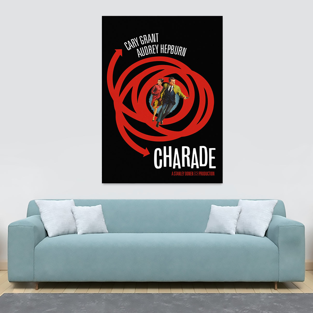 Charade Movie - Cary Grant - Audrey Hepburn - Film Wall Art - Canvas Wall Art Framed Print - Various Sizes