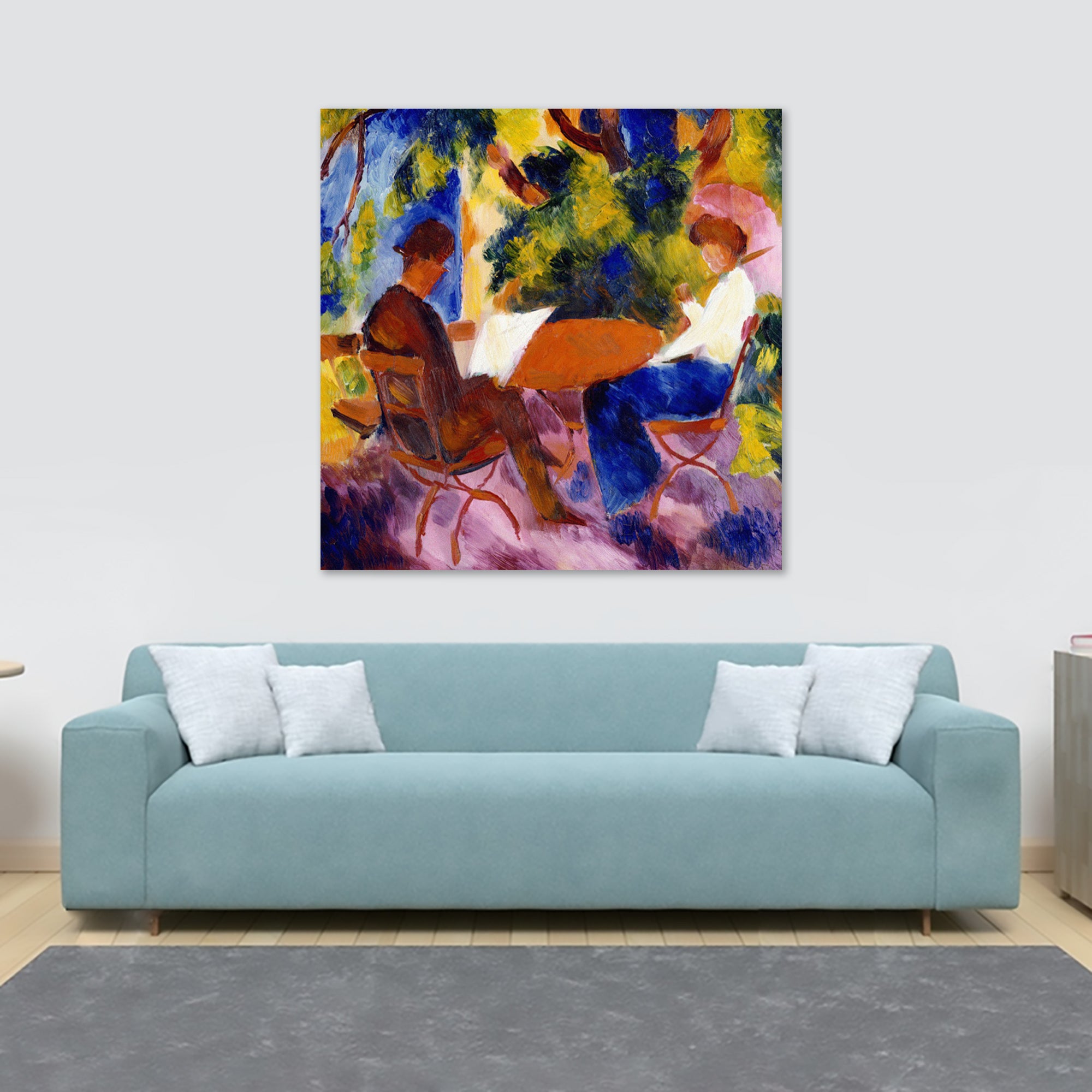 At The Table - Abstract Wall Art by August Macke - Framed Canvas Wall Art Print - Various Sizes