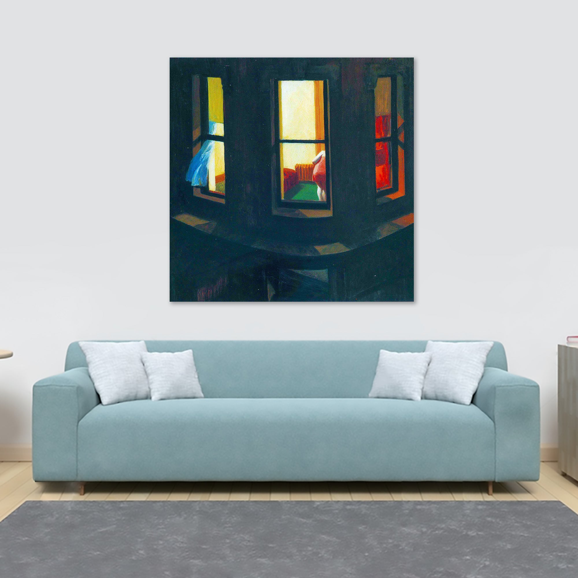 Night Windows Wall Art by Edward Hopper - Framed Canvas Wall Art Print - Various Sizes