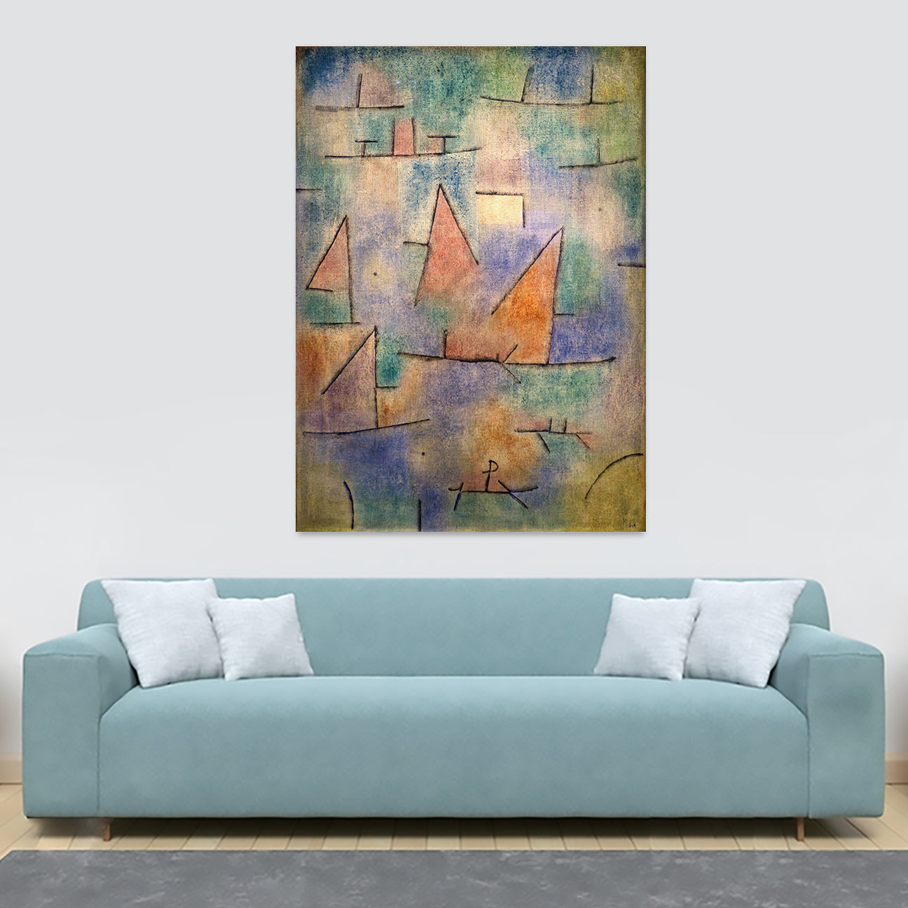 Port With Sailing Ships - Abstract Art by Paul Klee 1937 - Canvas Wall Art Framed Print - Various Sizes
