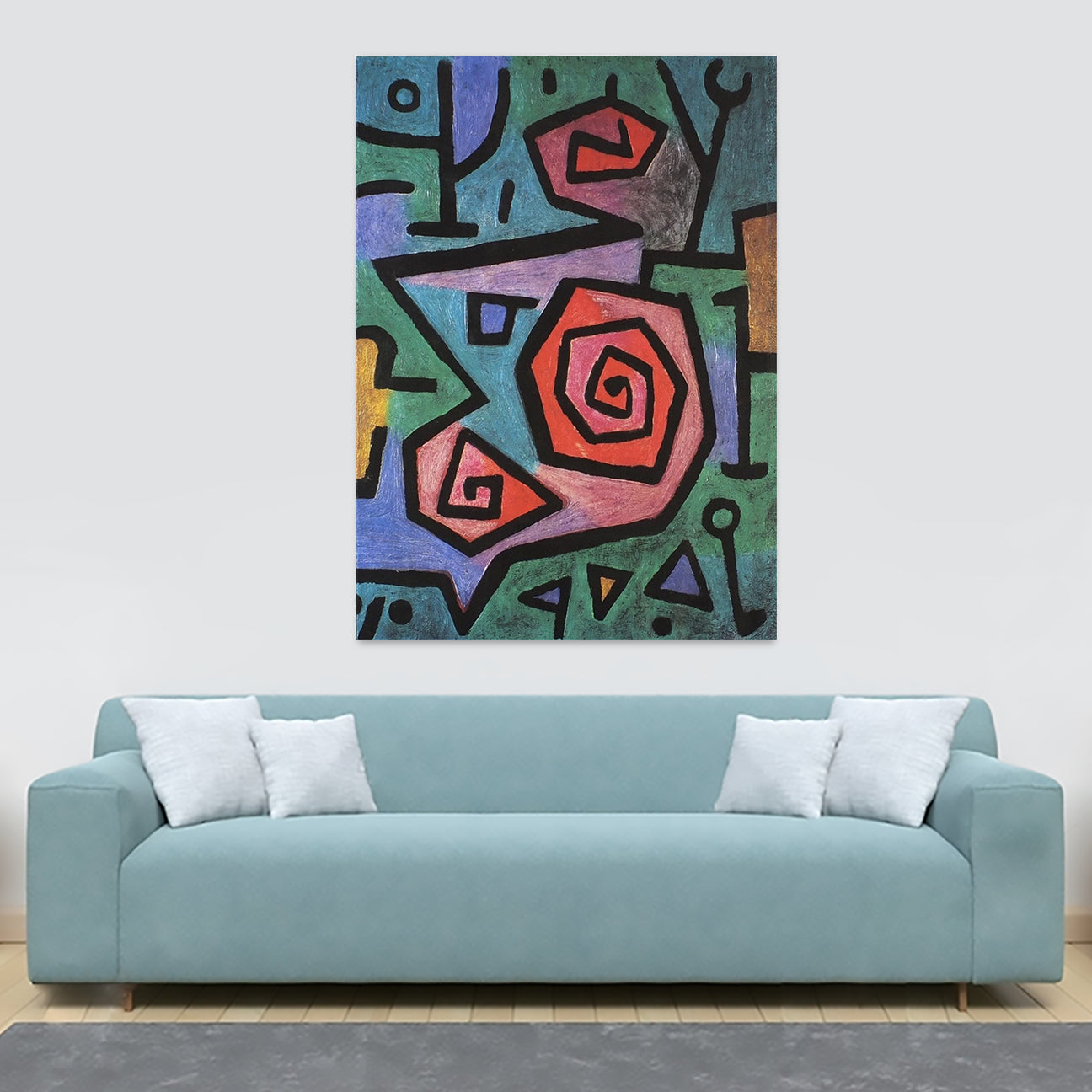 Heroic Roses - Abstract Art by Paul Klee - Canvas Wall Art Framed Print - Various Sizes