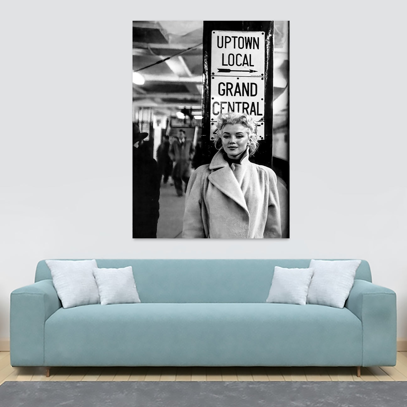 Monroe at New York Underground - Vintage Fashion Wall Art - Canvas Wall Art Framed Print - Various Sizes