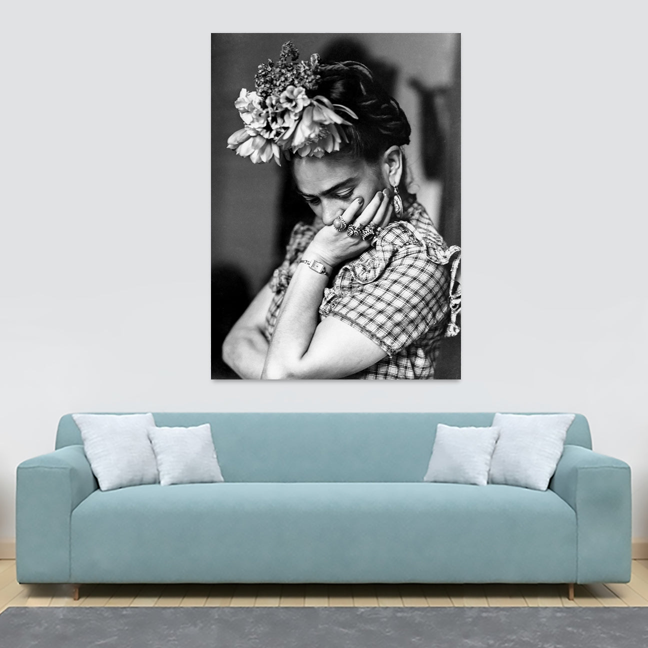 Frida Kahlo - Black and White Vintage Photo - Wall Art - Canvas Wall Art Framed Print - Various Sizes