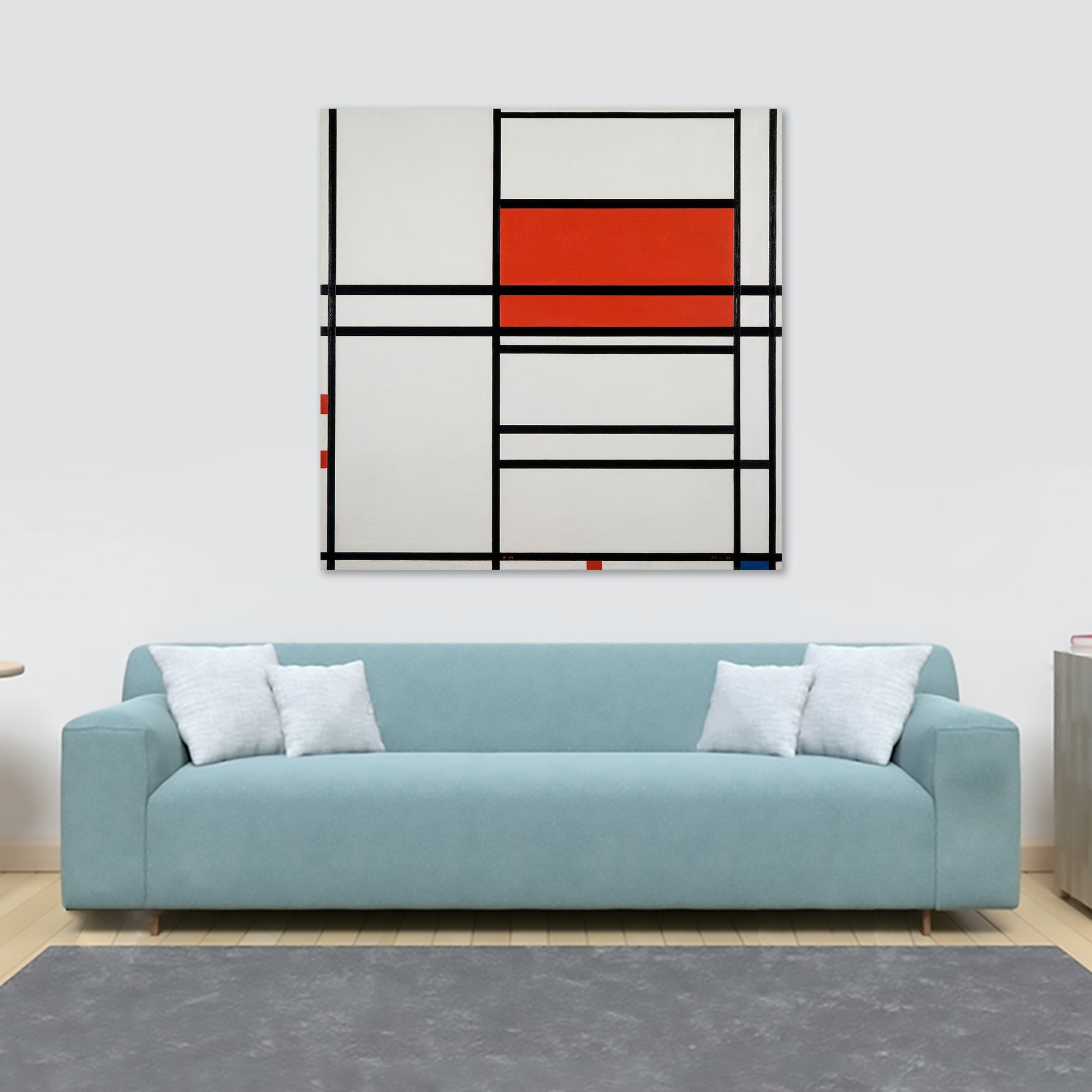 Composition No. 4 with Red and Blue Wall Art by Piet Mondrian - Framed Canvas Wall Art Print - Various Sizes
