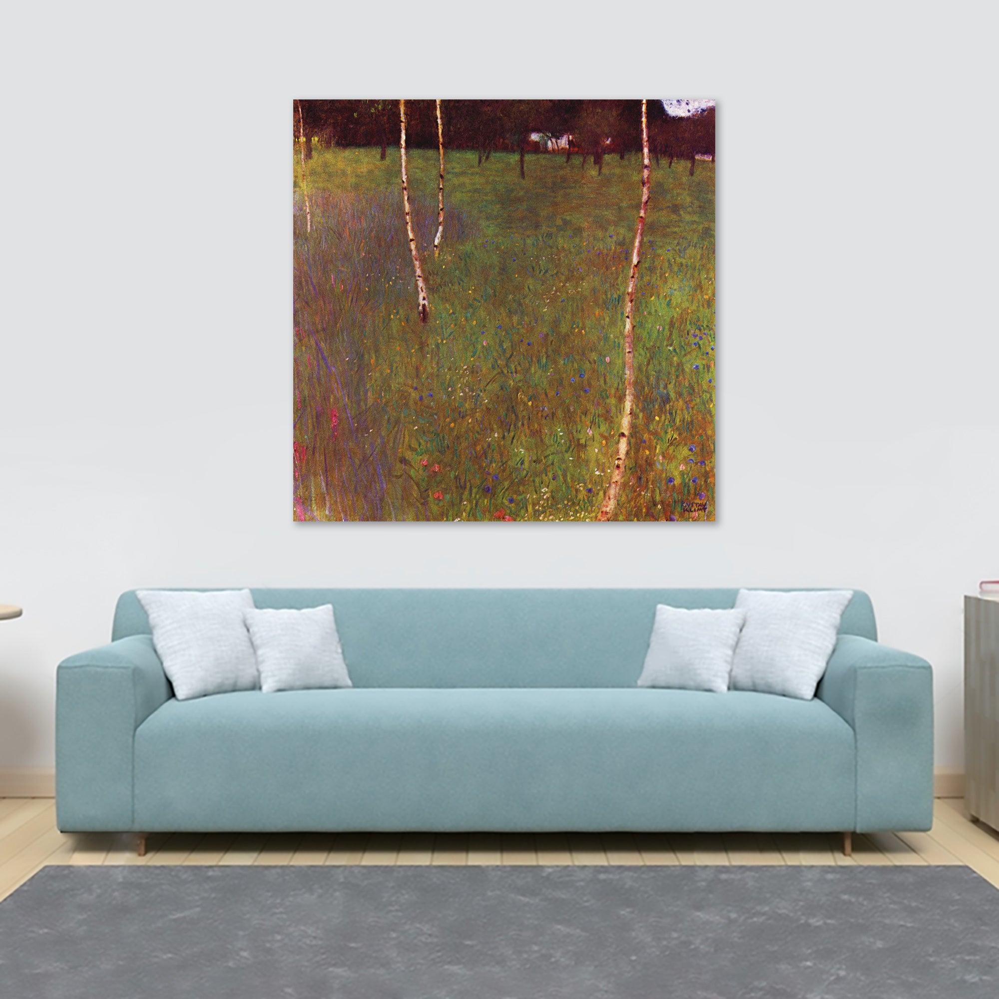 Farmhouse With Birch Trees by Gustav Klimt - Framed Canvas Wall Art Print - Various Sizes