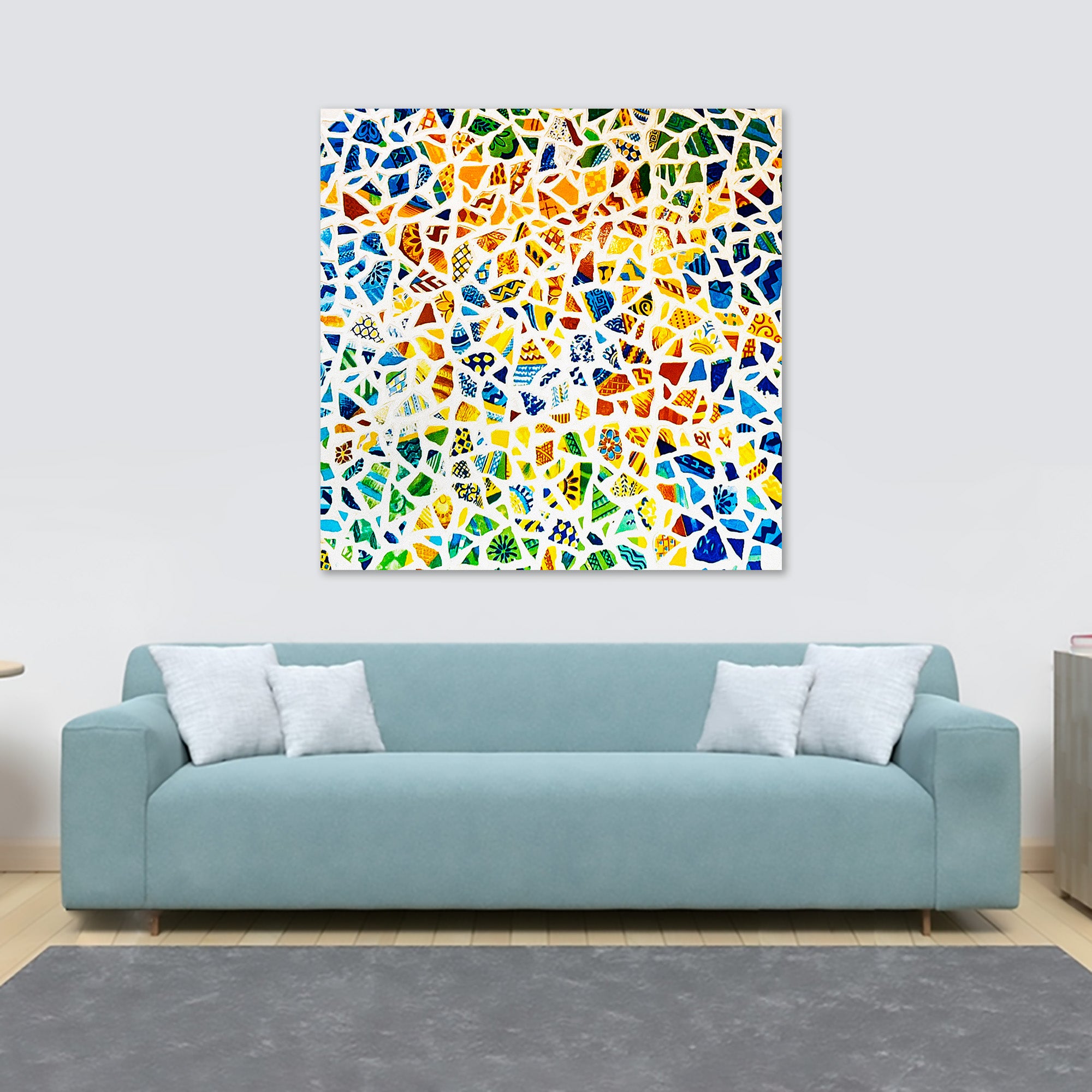 Cracked Mosaic - Abstract Wall Art - Framed Canvas Wall Art Print - Various Sizes