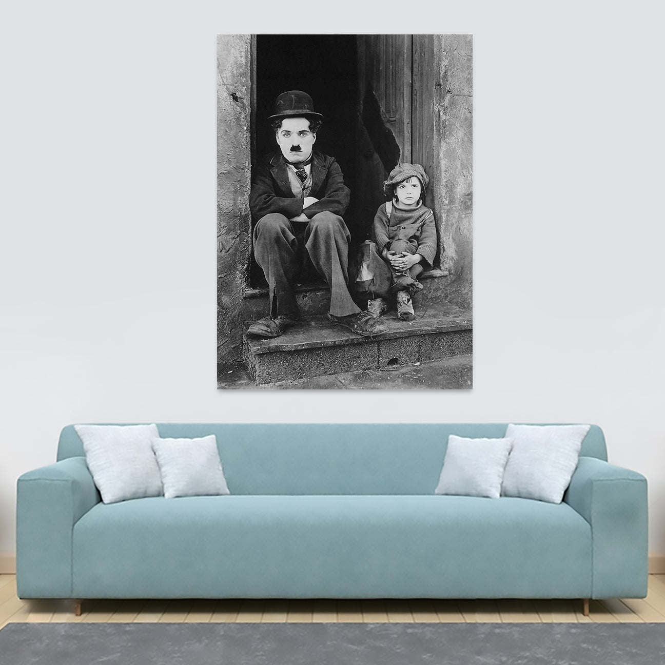 Charlie Chaplin - The Kid - Movie Wall Art - Canvas Wall Art Framed Print - Various Sizes