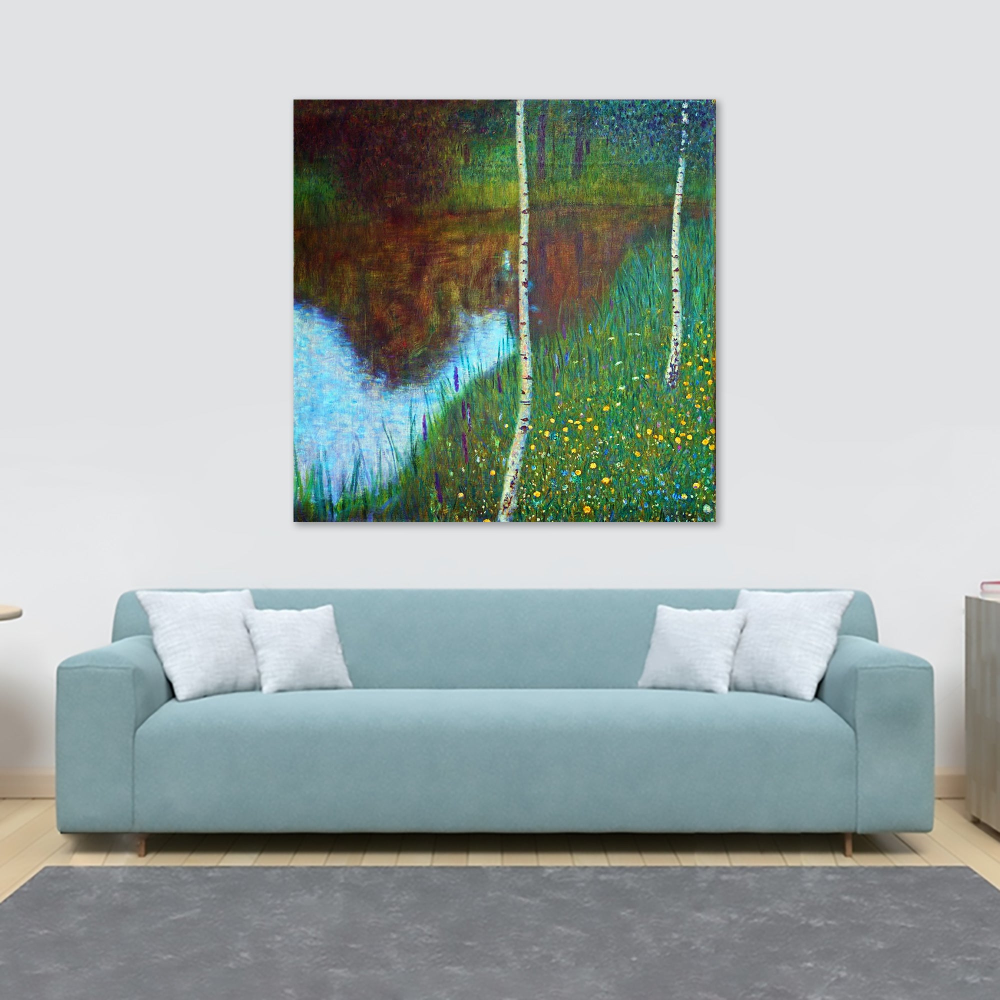 Lakeside With Birch Trees - by Gustav Klimt 1901 - Framed Canvas Wall Art Print - Various Sizes