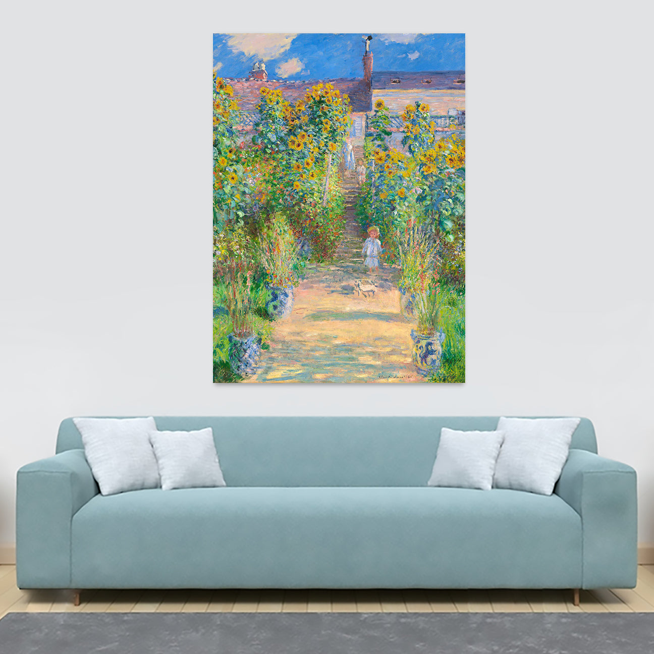 Claude Monet - The Artist's Garden at Vétheuil - Wall Art - Canvas Wall Art Framed Print - Various Sizes
