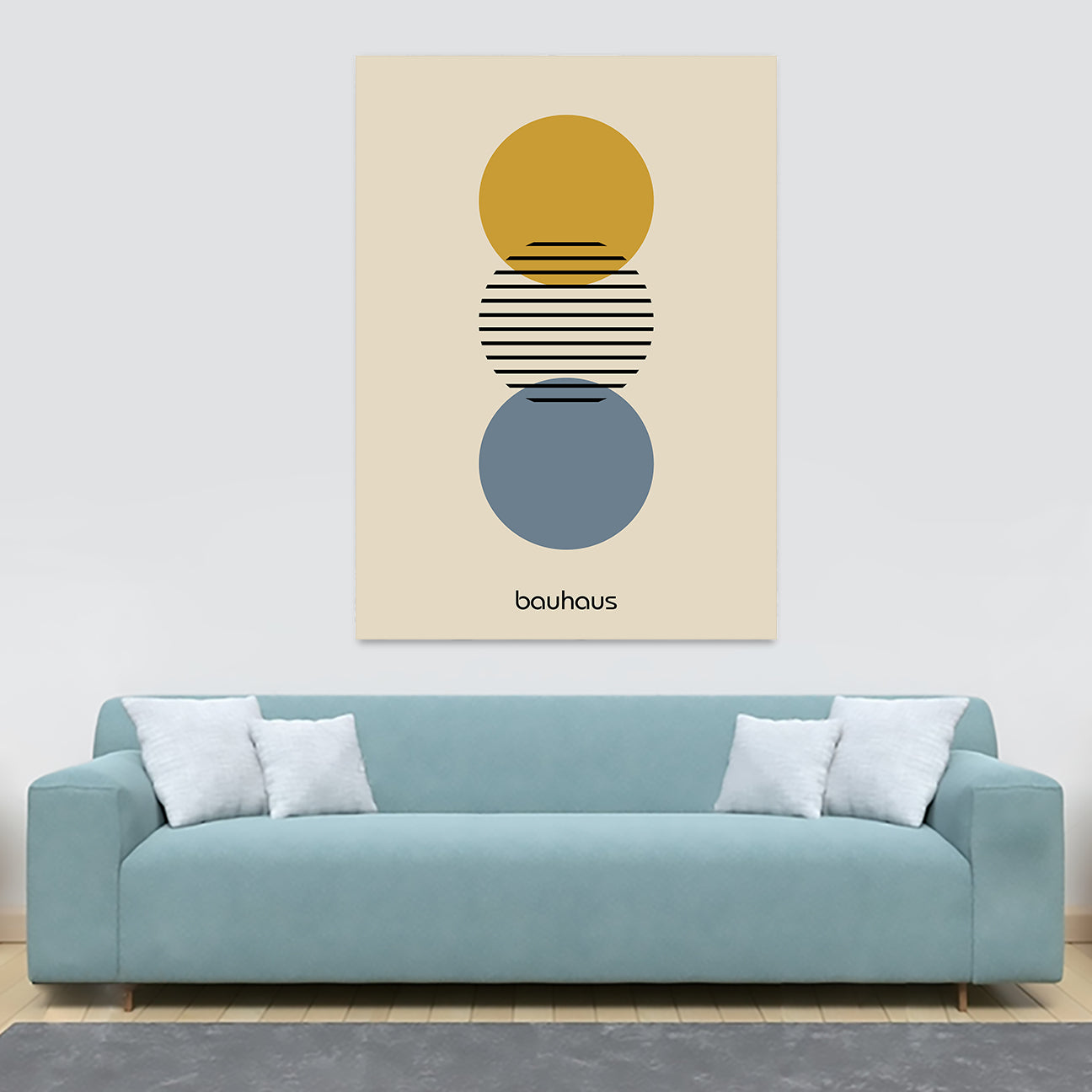 Bauhaus 3 Circles Wall Art - Canvas Wall Art Framed Print - Various Sizes