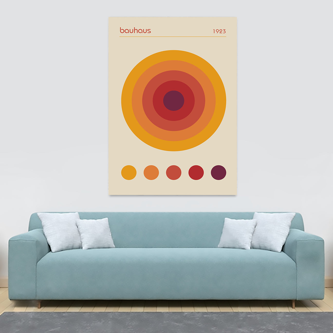 Bauhaus Concentric Circles Wall Art - Canvas Wall Art Framed Print - Various Sizes