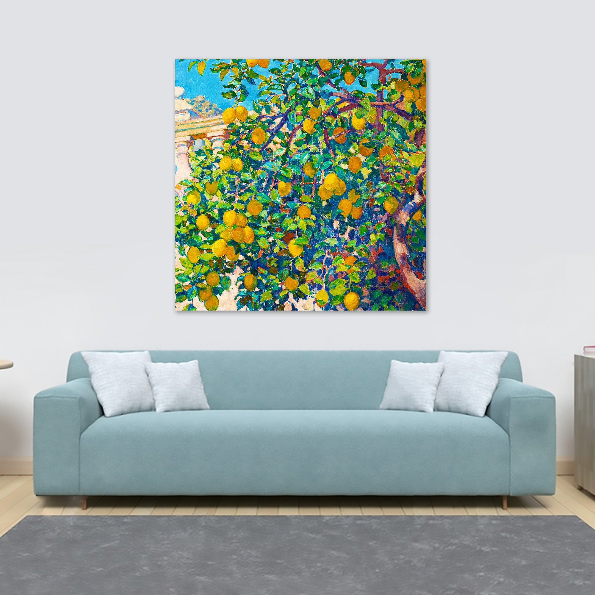 Lemon Tree Wall Art by Theo van Rysselberghe - Framed Canvas Wall Art Print - Various Sizes