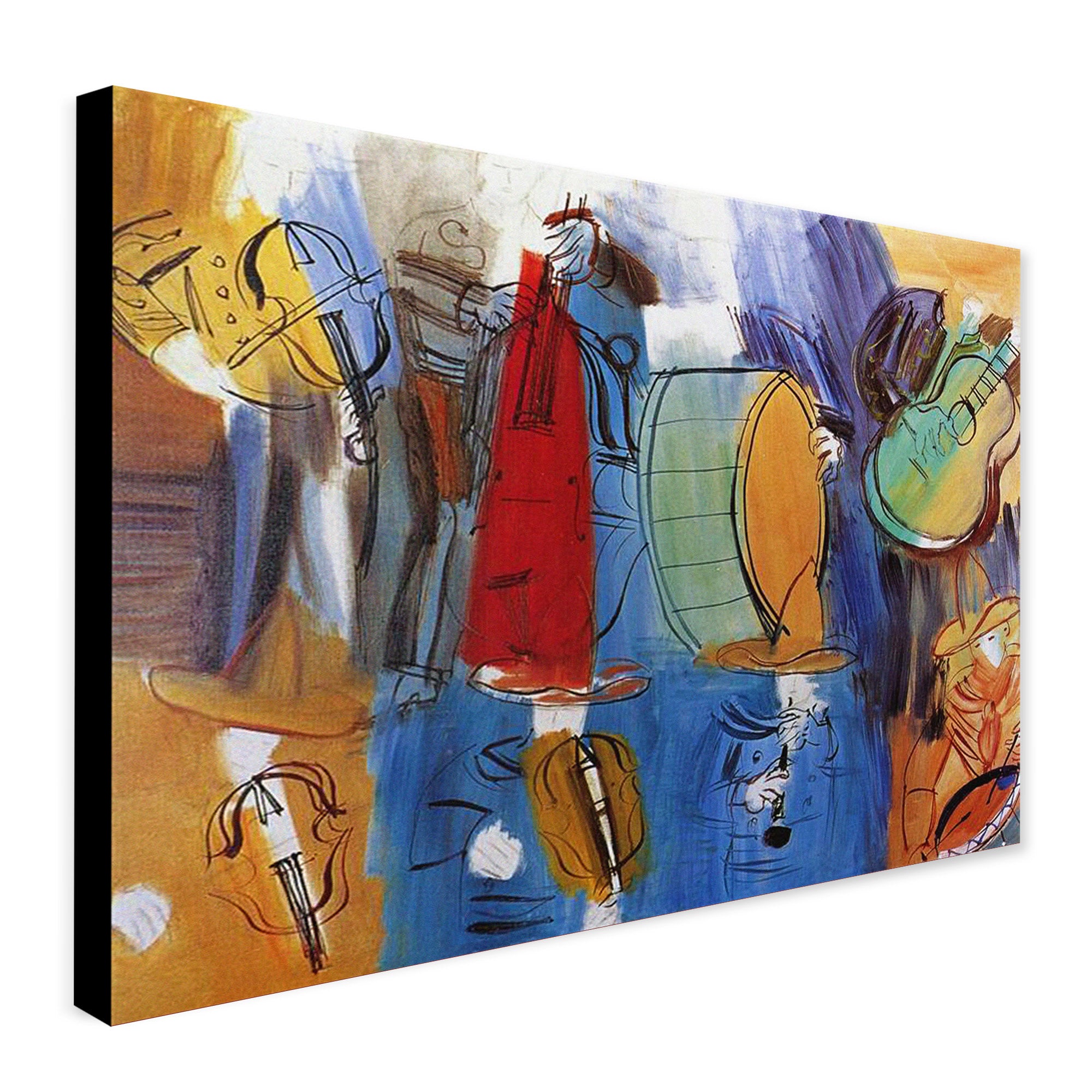The Mexican Musicians Wall Art by Raoul Dufy - Canvas Wall Art Framed Print - Various Sizes