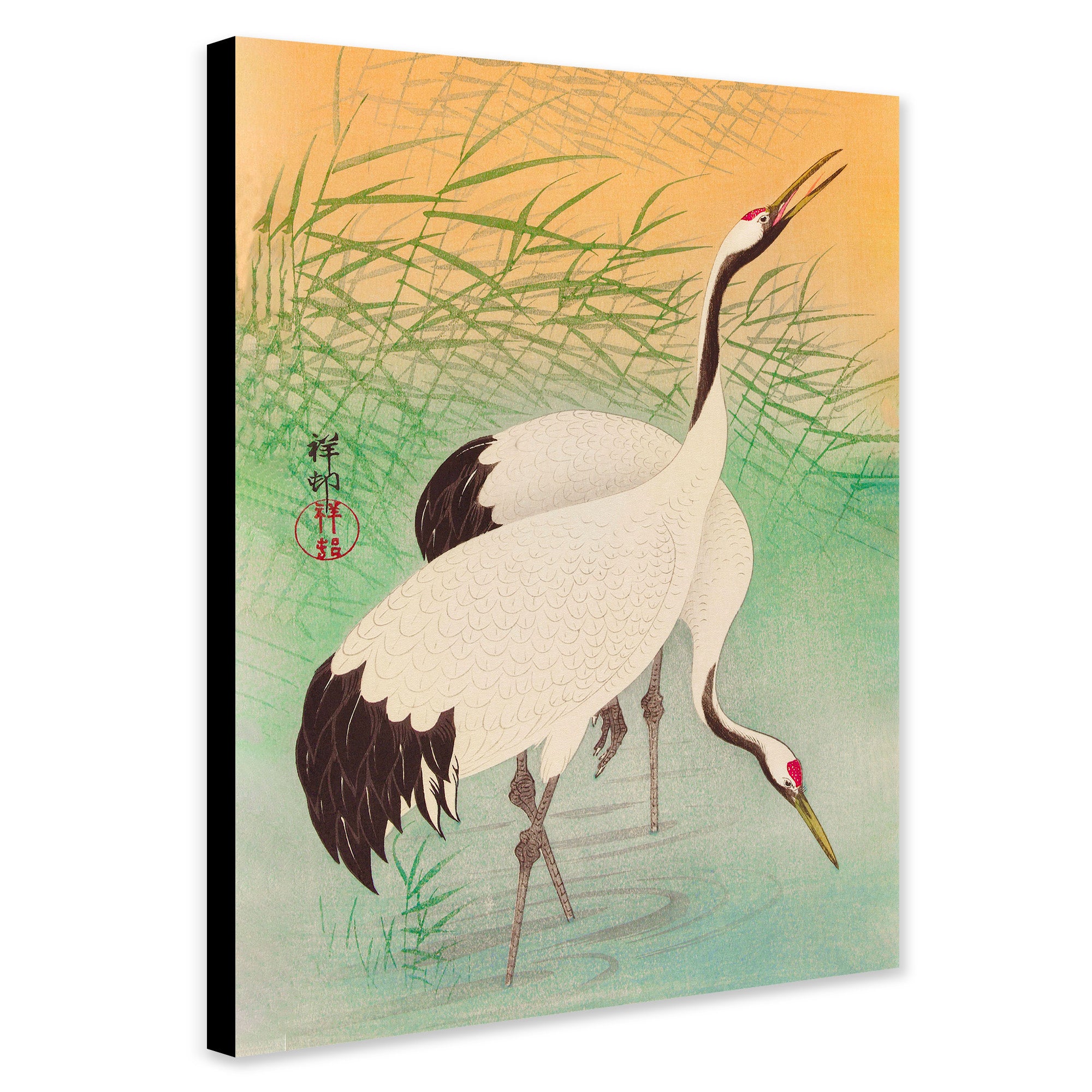 Two Cranes - Japanese Wall Art by Ohara Koson - Canvas Wall Art Framed  Print - Various Sizes