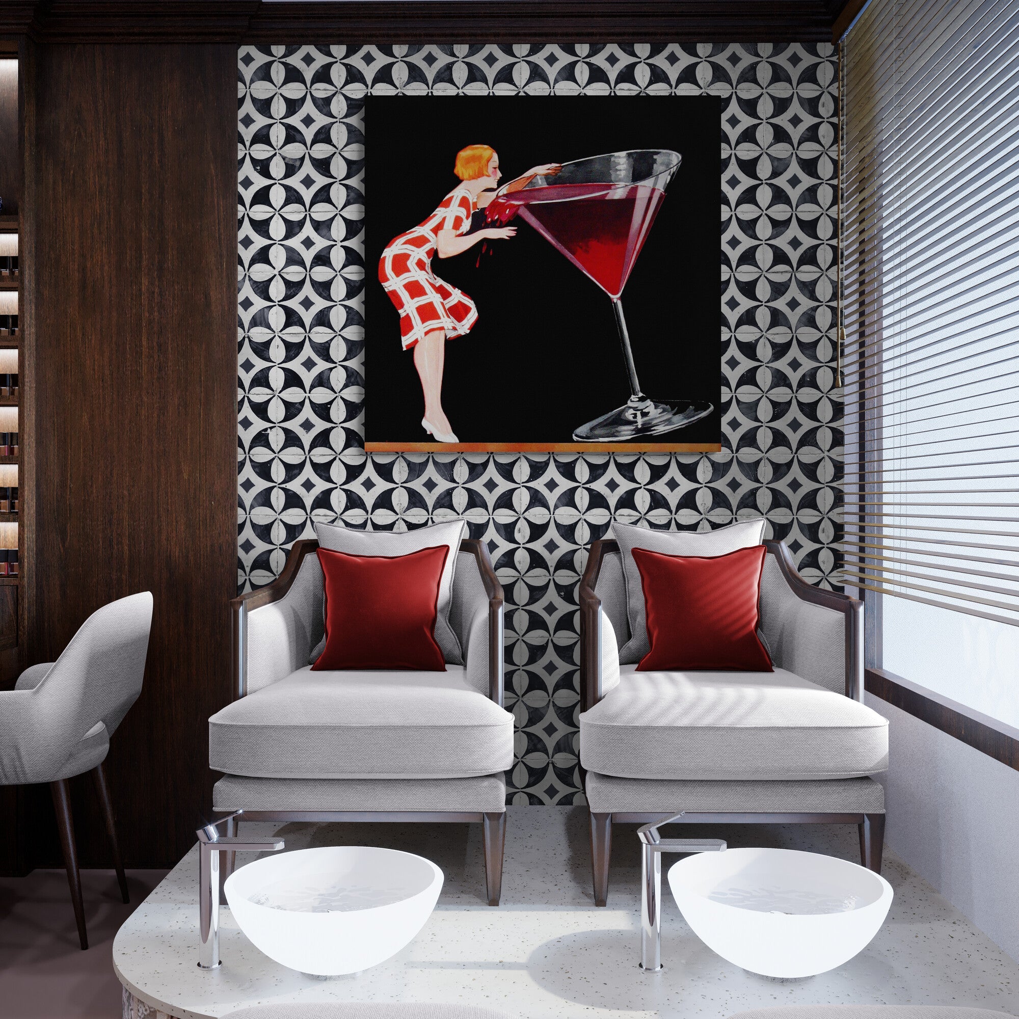 Vintage French Cocktail Wall Art - Framed Canvas Wall Art Print - Various Sizes