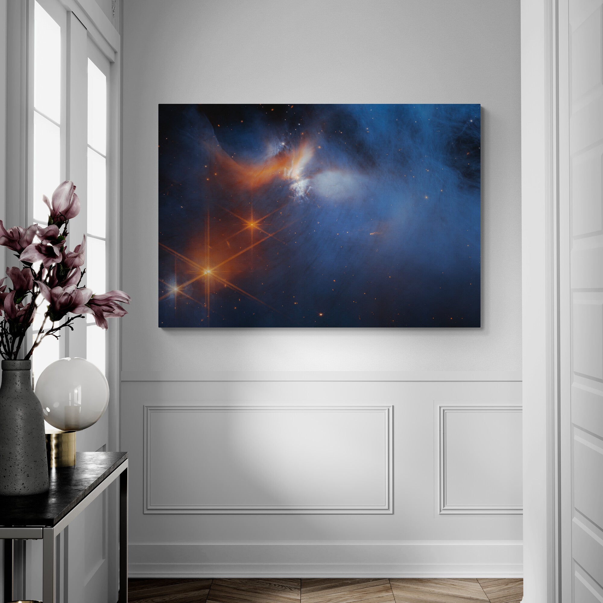 James Webb Telescope - Chamaeleon - Molecular Cloud (NIRCam Image) - Canvas Wall Art Framed Print - Various Sizes