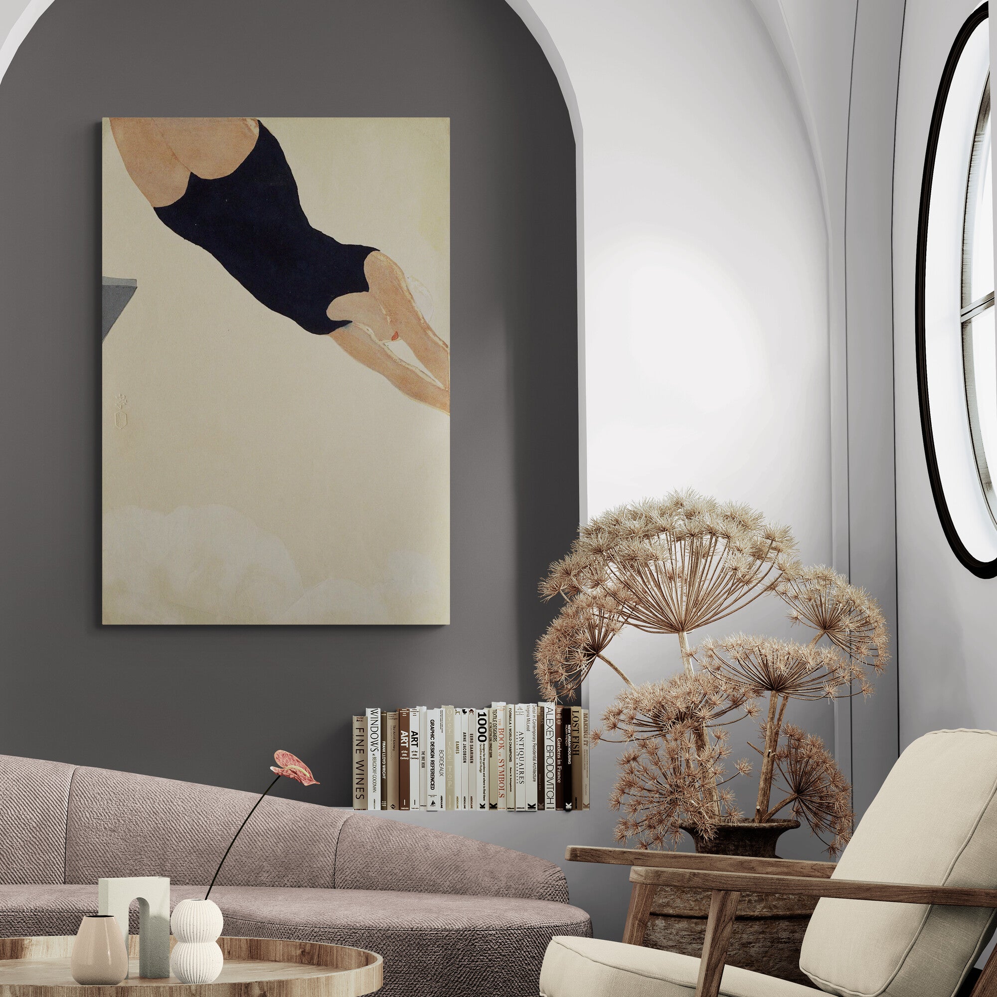 Diving by Koshiro Onchi - Vintage Japanese Wall Art - Canvas Wall Art Framed Print Various Sizes