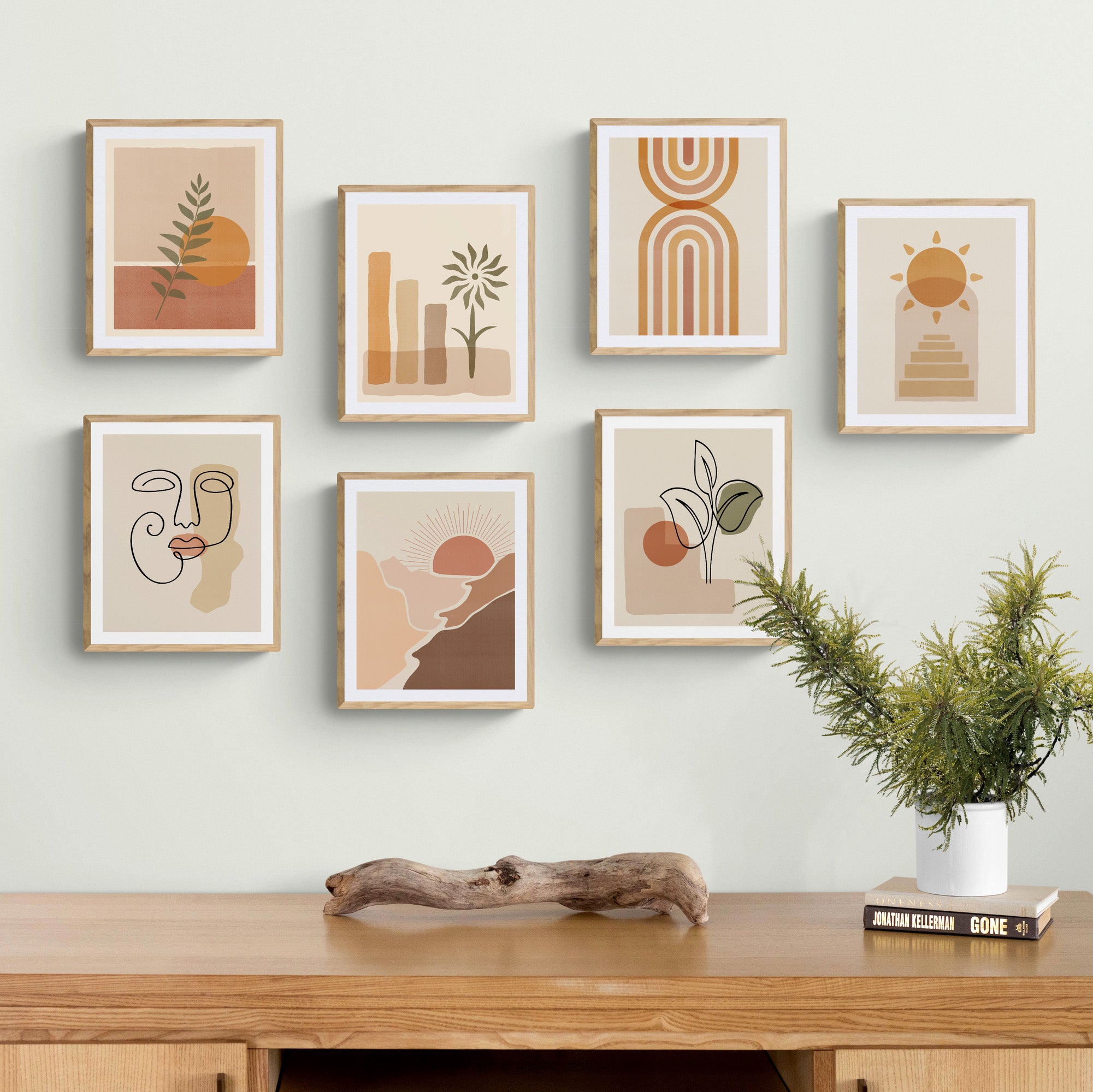 Boho Minimalist Wall Art - Set of 7 Images - (10" x 8" | Unframed) - Rolled Prints | Canvas - Boho Décor - Home Decor - Aesthetic Art