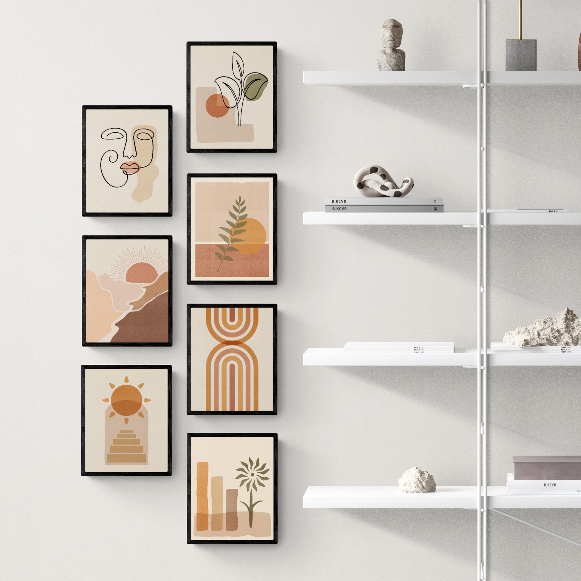 Boho Minimalist Wall Art - Set of 7 Images - (10" x 8" | Unframed) - Rolled Prints | Canvas - Boho Décor - Home Decor - Aesthetic Art