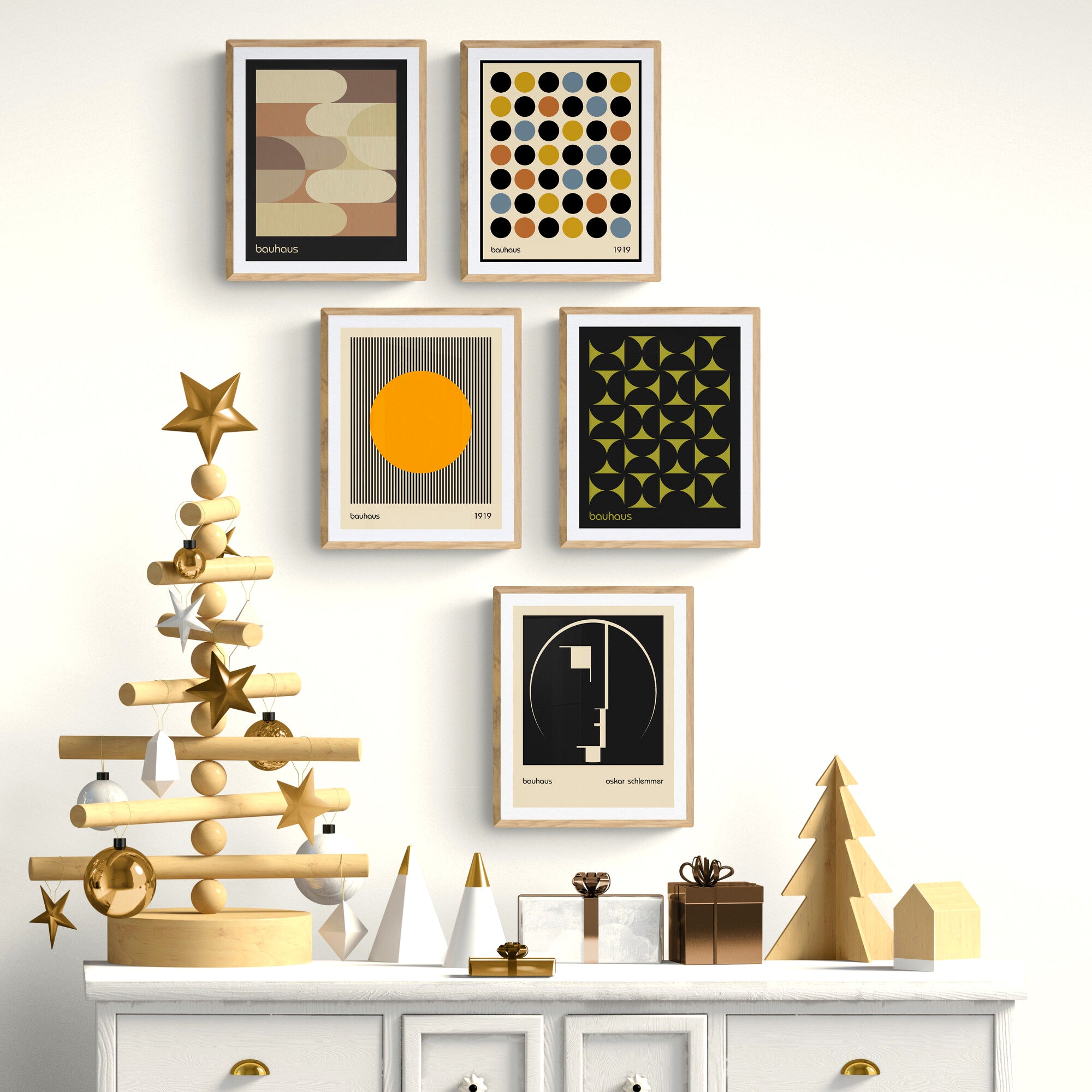 Bauhaus Wall Art - Set of 5 Images (10" x 8" | Unframed) Rolled Prints|Canvas - Bauhaus Poster - Minimalist Wall Art - Abstract Wall Art