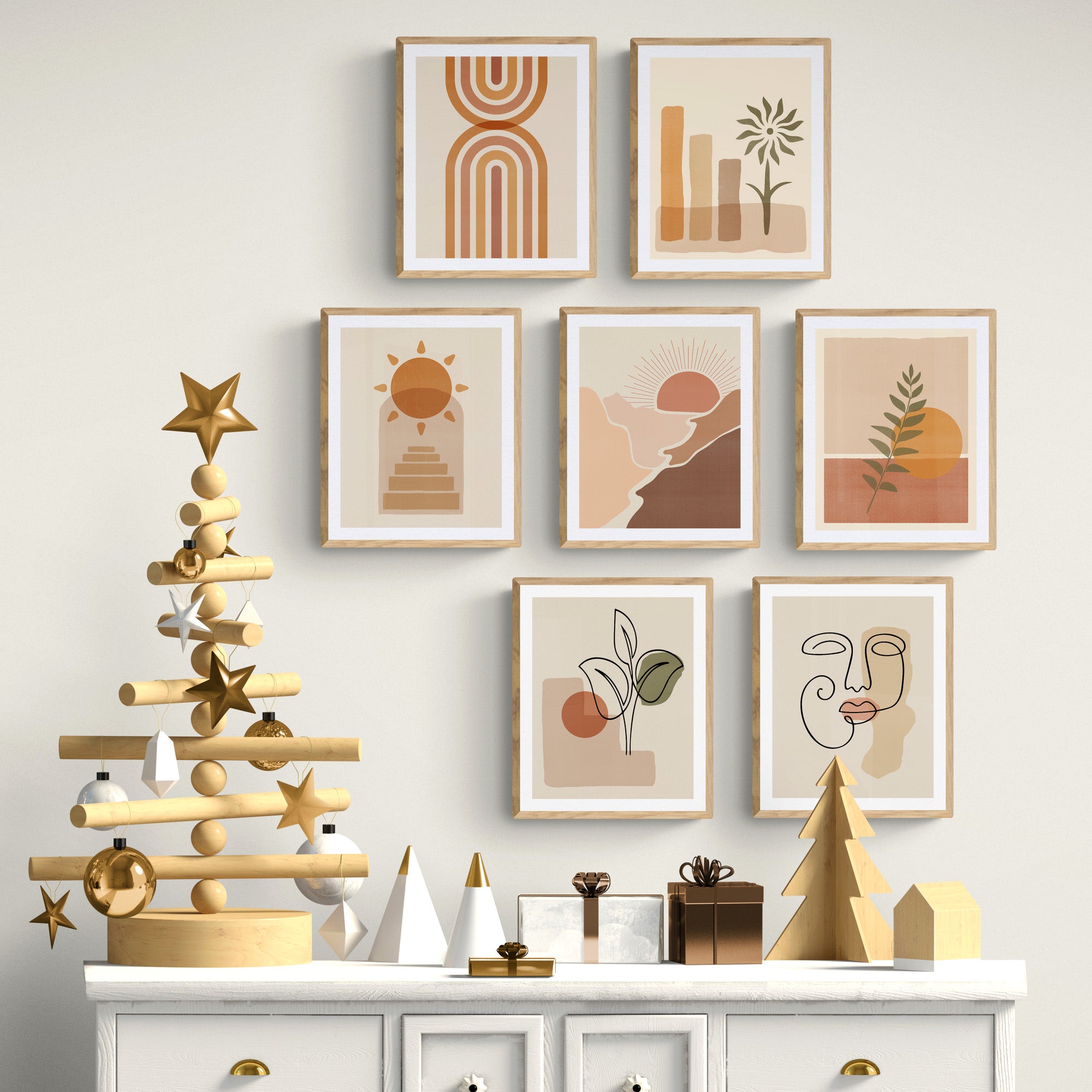 Boho Minimalist Wall Art - Set of 7 Images - (10" x 8" | Unframed) - Rolled Prints | Canvas - Boho Décor - Home Decor - Aesthetic Art